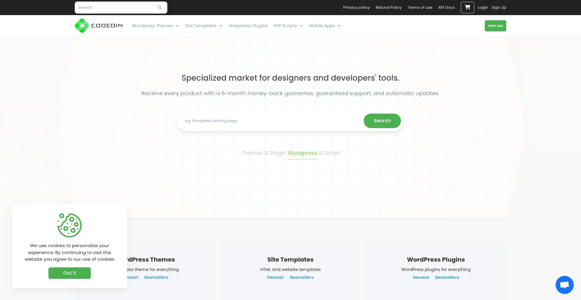 Website screenshot of Codedim.com