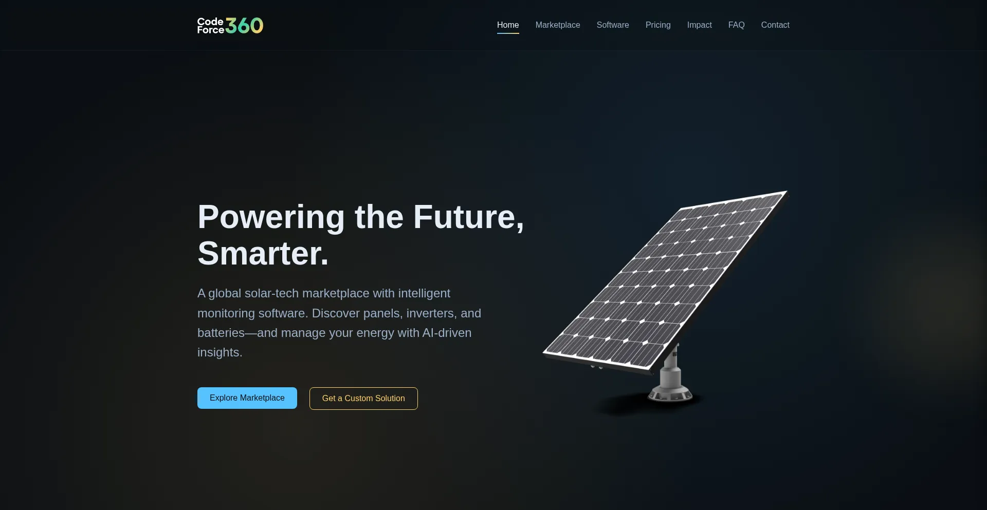 Website screenshot of Codeforce360.codes