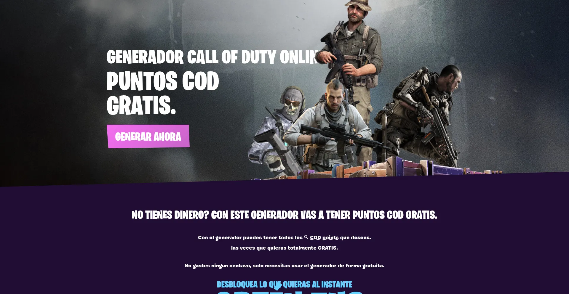 Website screenshot of Codpointsgratis.com