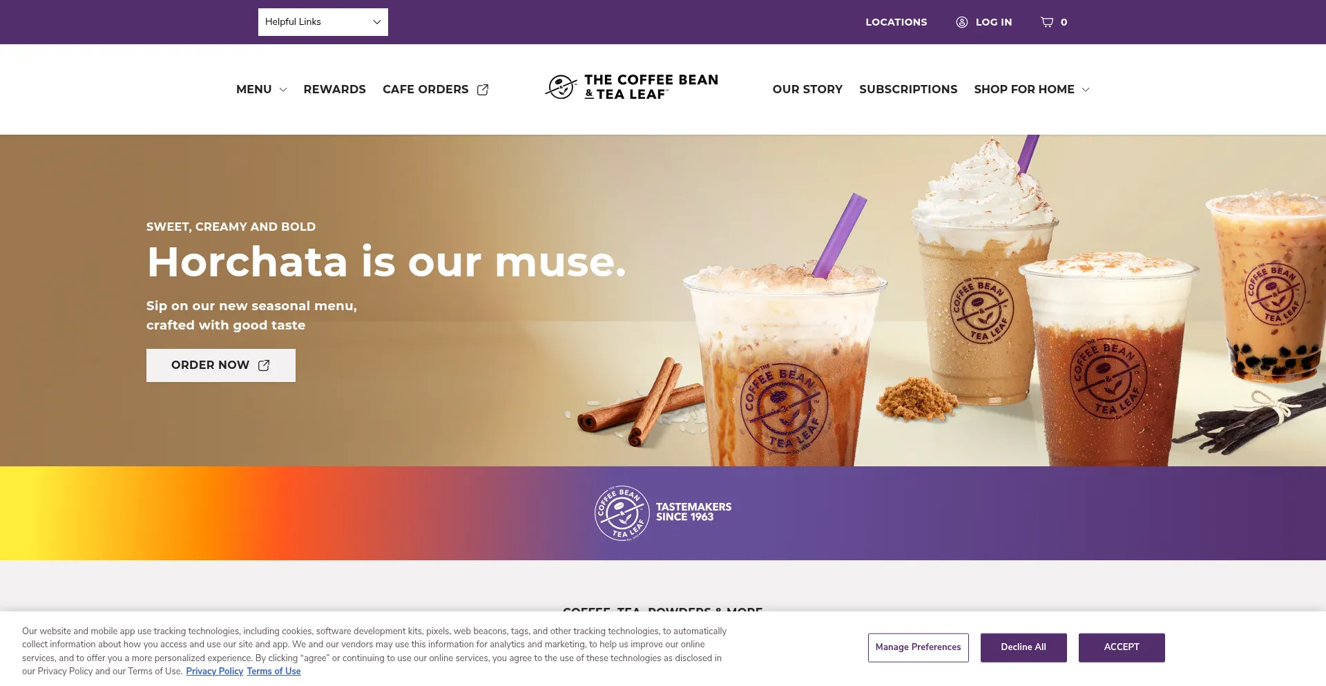 Website screenshot of Coffeebean.com
