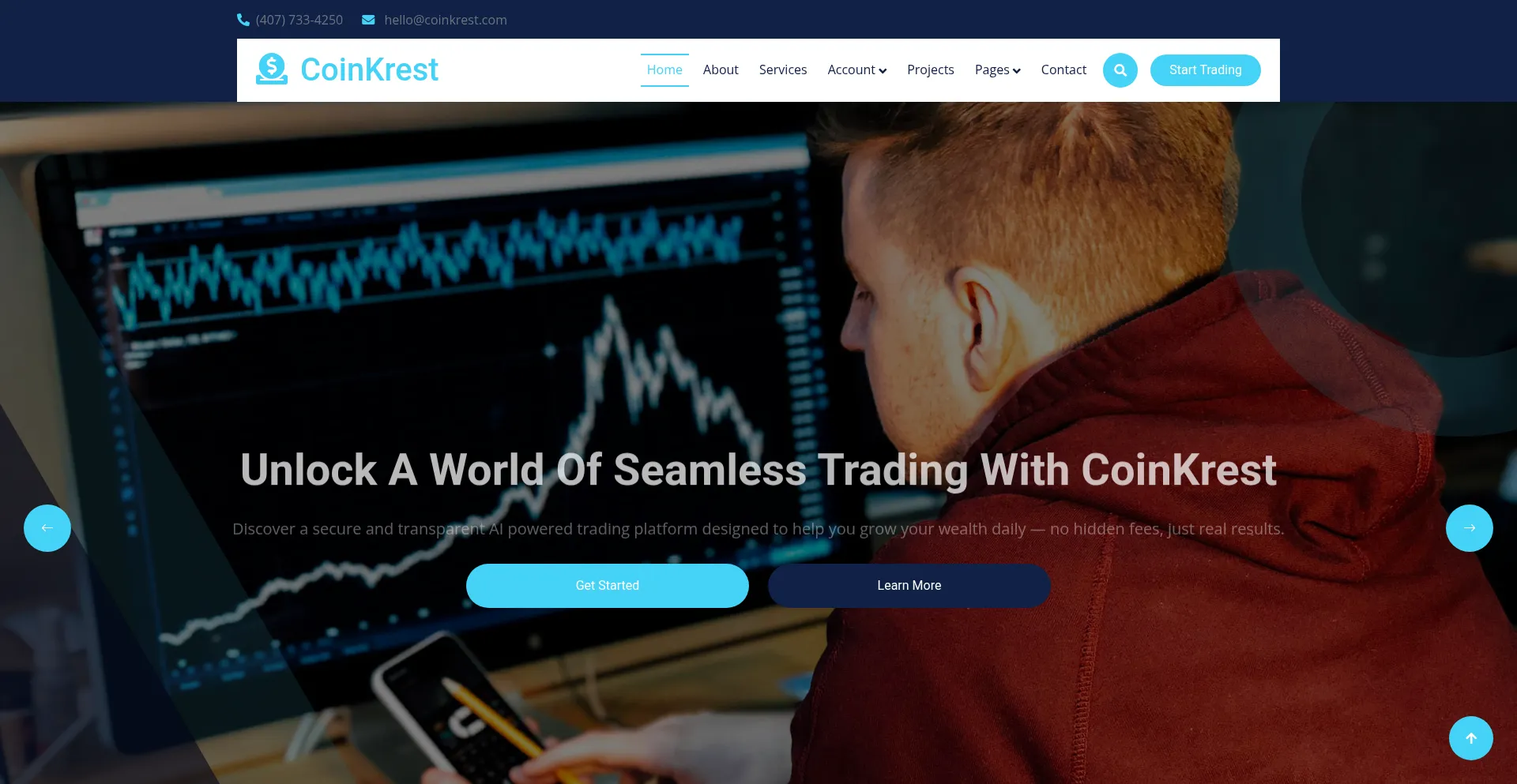 Website screenshot of Coinkrest.com