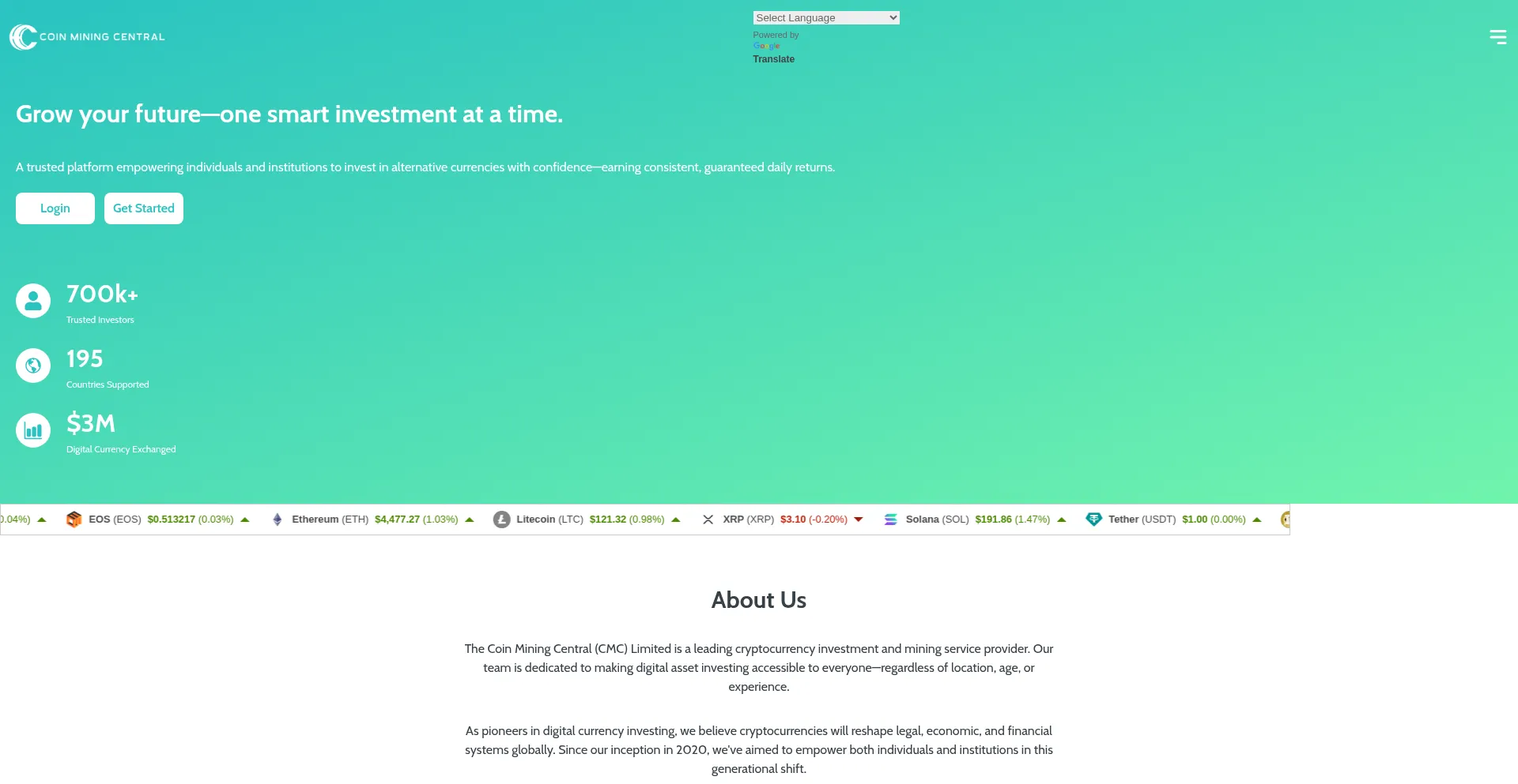 Website screenshot of Coinminingcentraltd.com