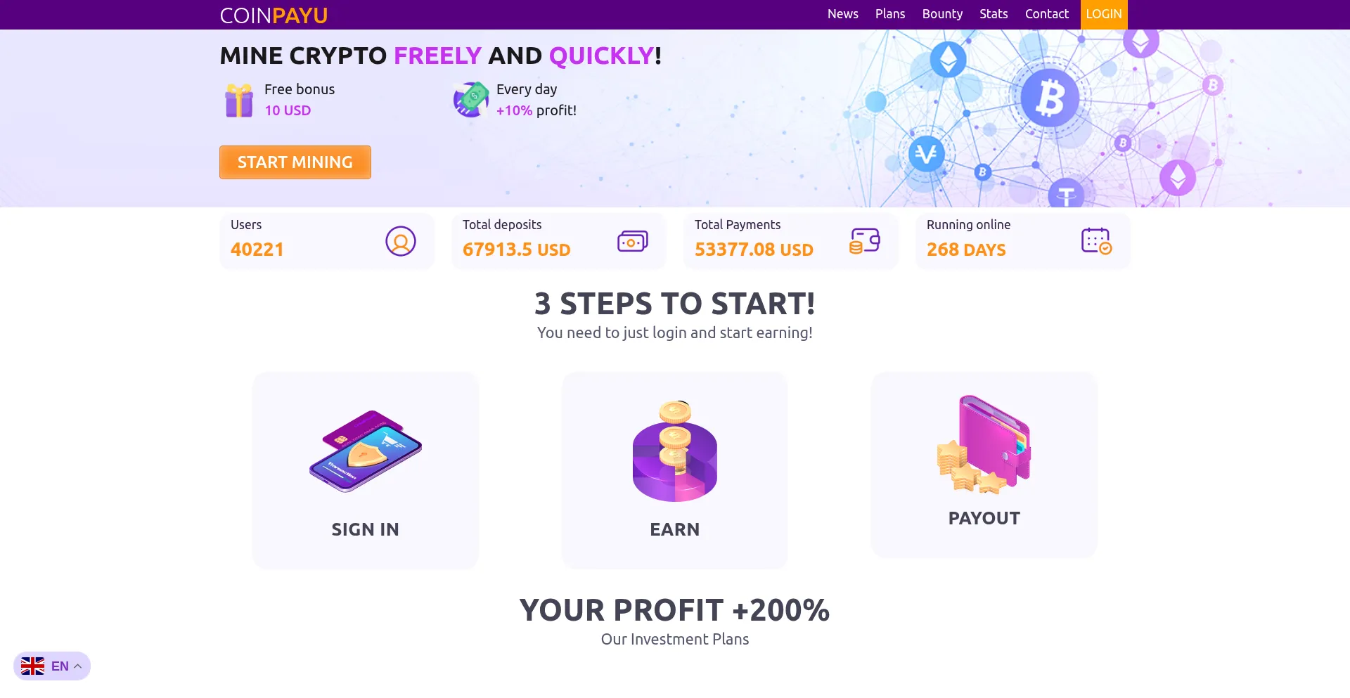 Website screenshot of Coinpayu.biz