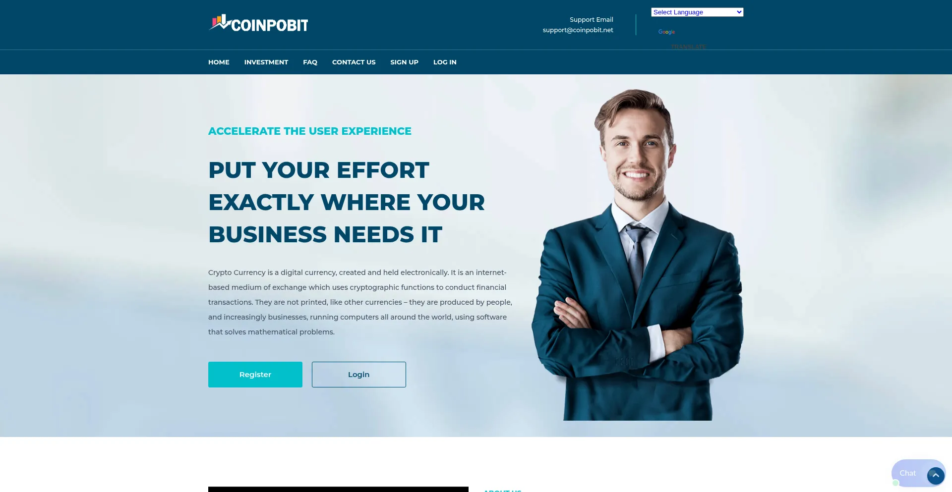 Website screenshot of Coinpobit.net