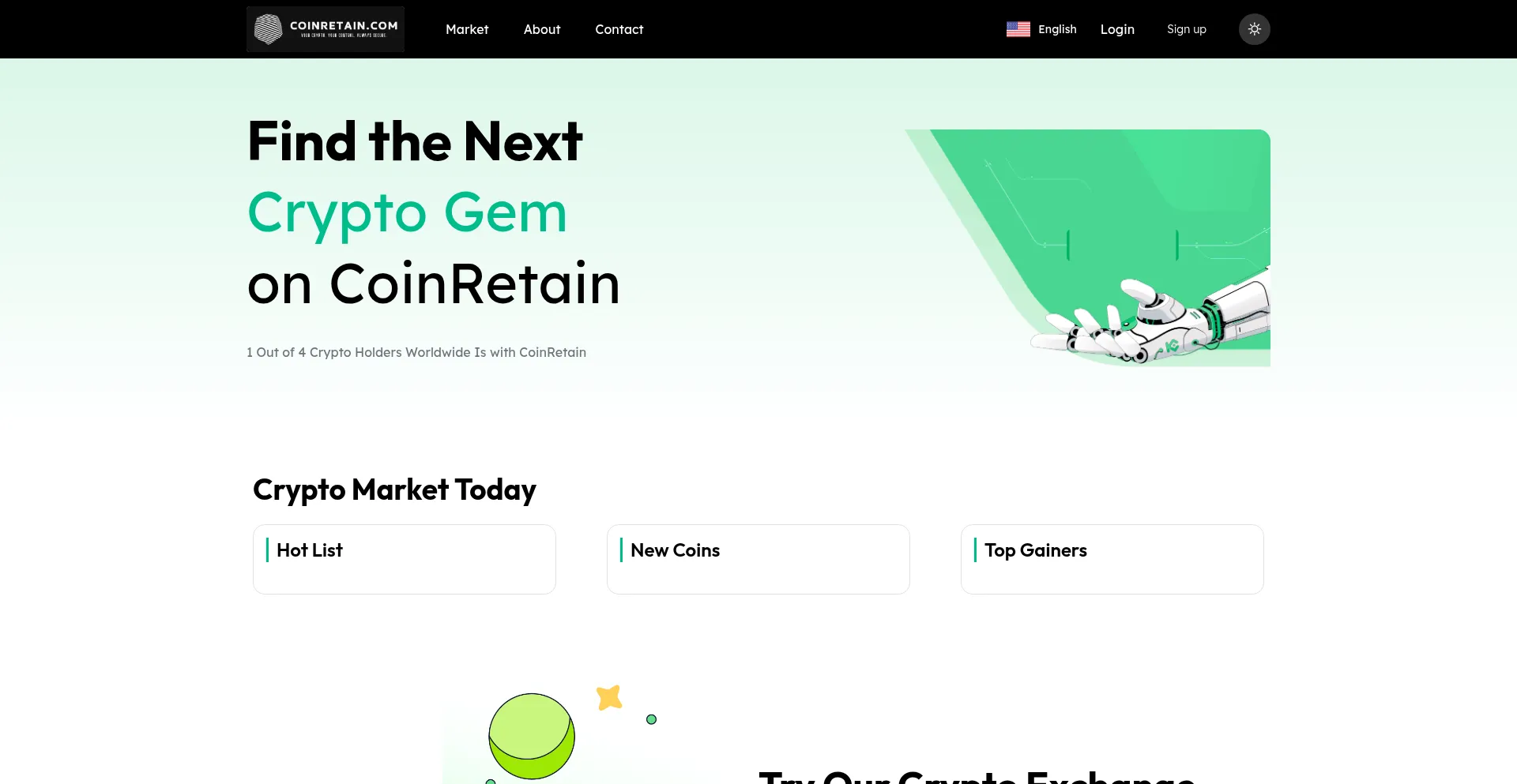 Website screenshot of Coinretain.org