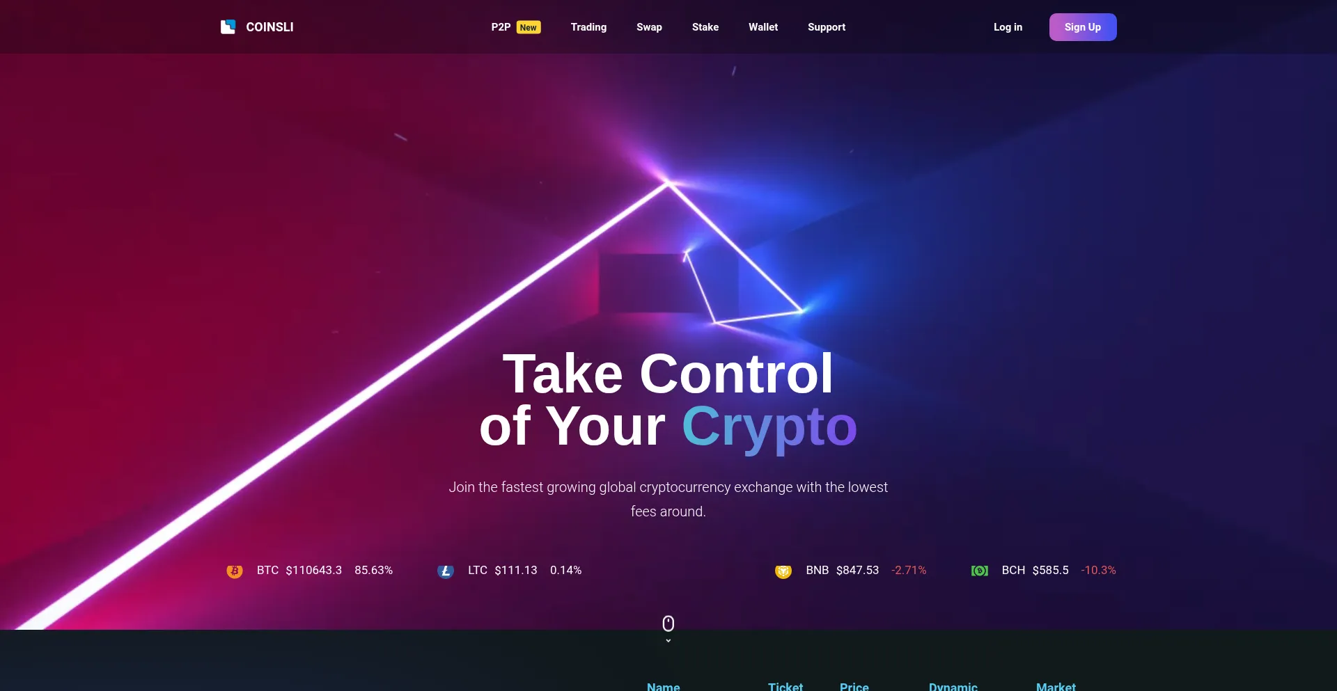 Website screenshot of Coinsli.com