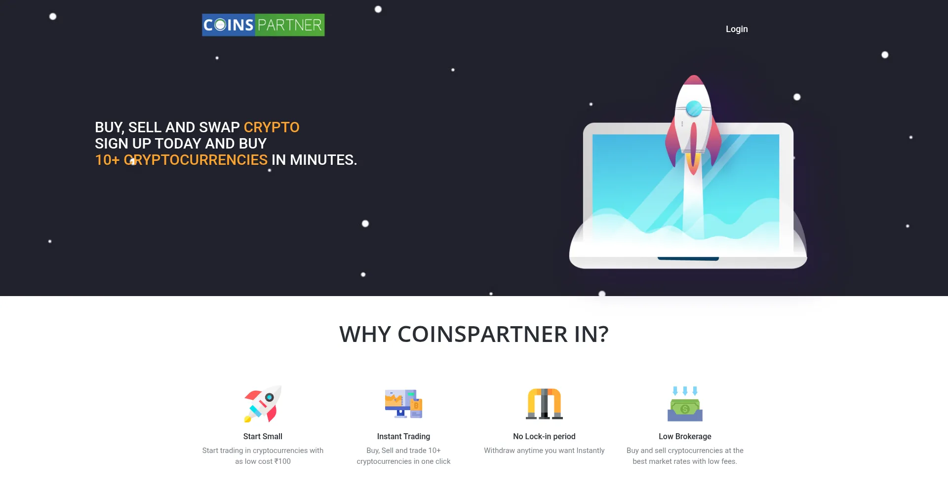 Website screenshot of Coinspartner.com