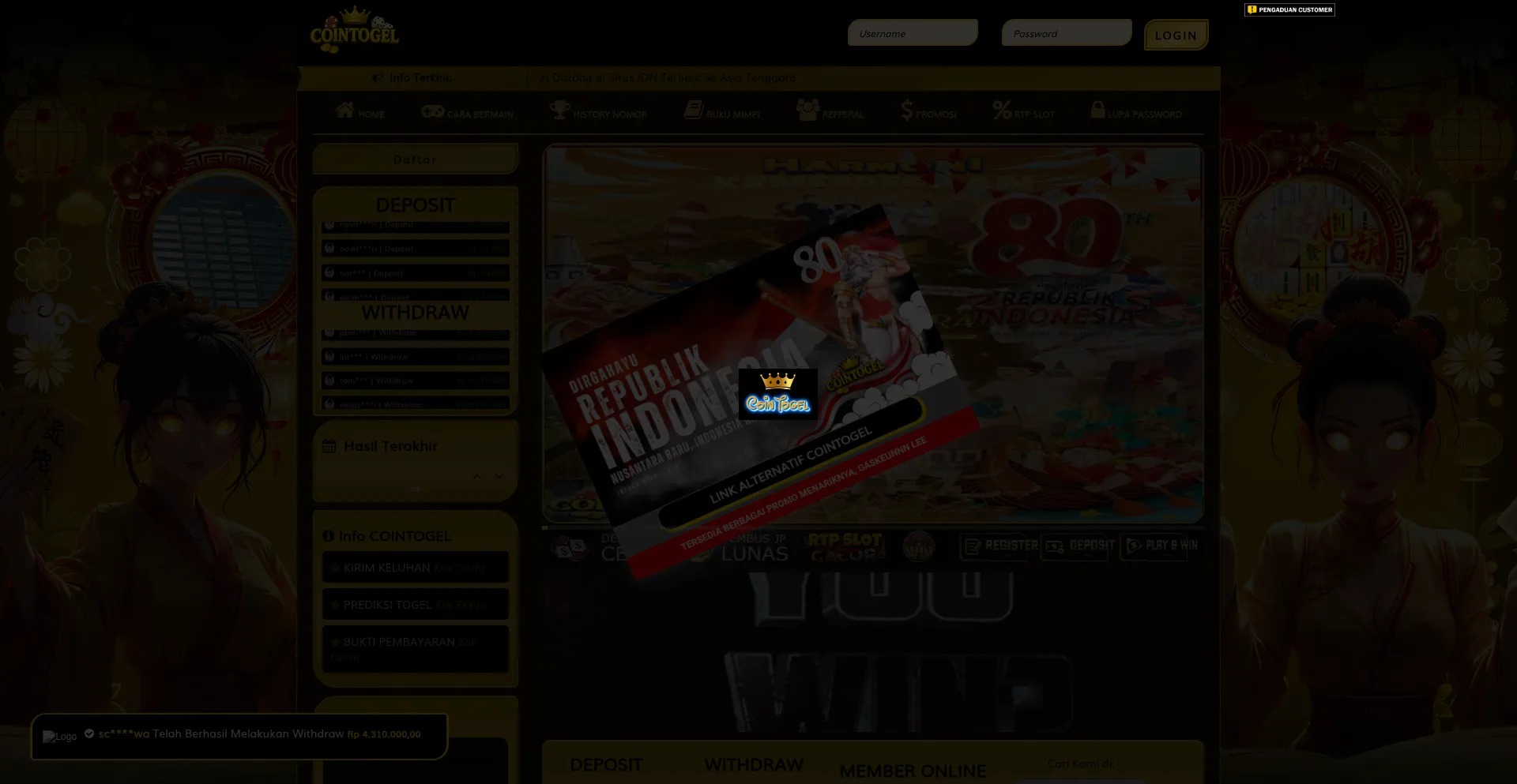 Website screenshot of Cointogelplay.cfd