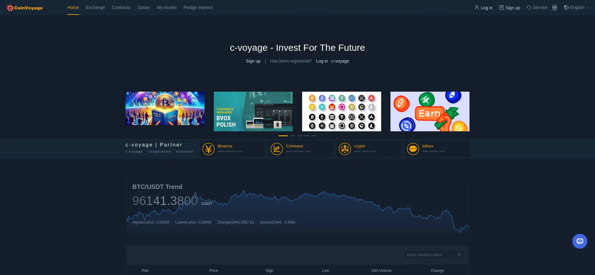 Website screenshot of Coinvoyages.com