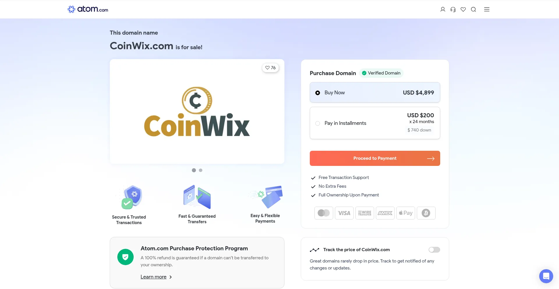Website screenshot of Coinwix.com