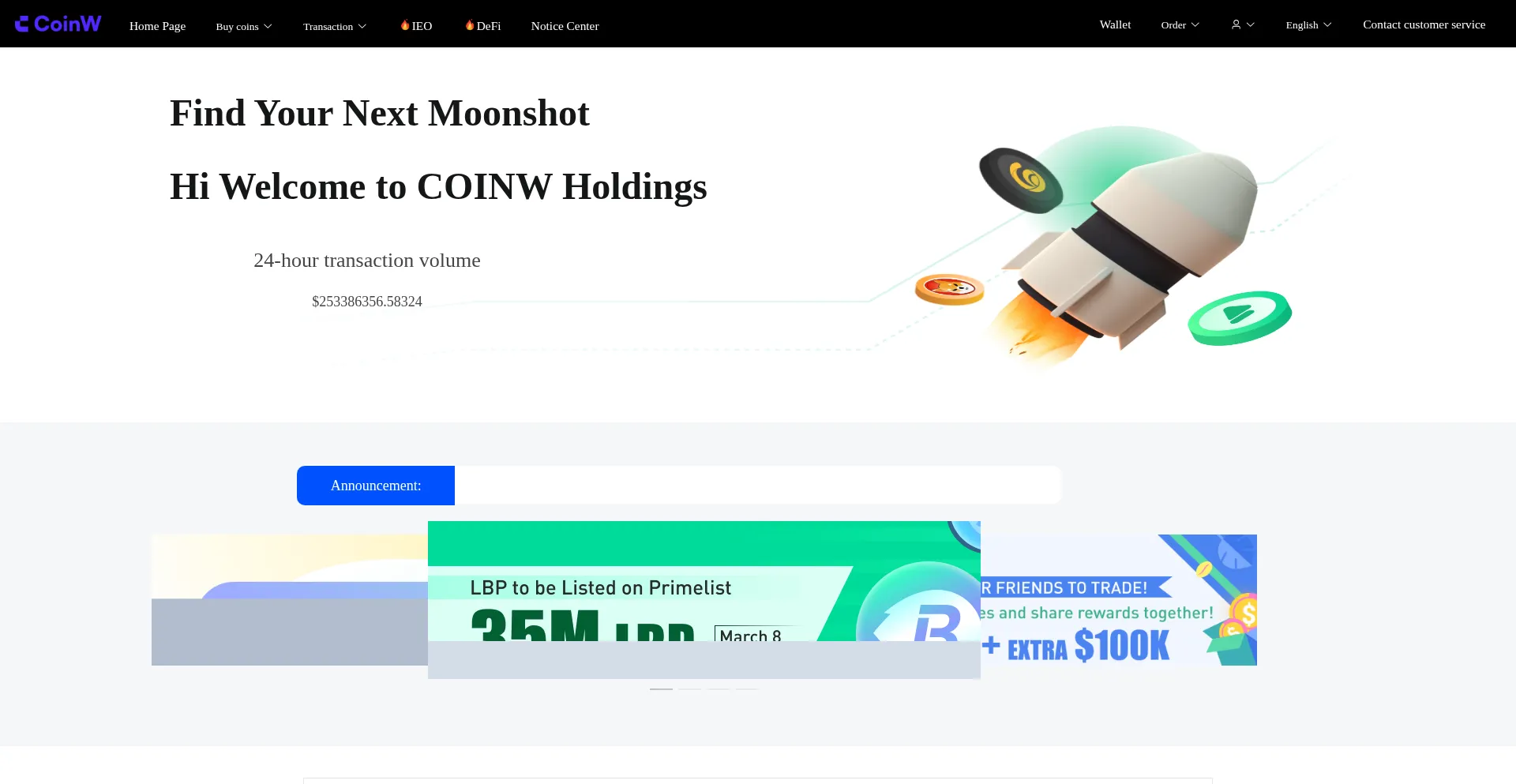 Website screenshot of Coinwplay.com