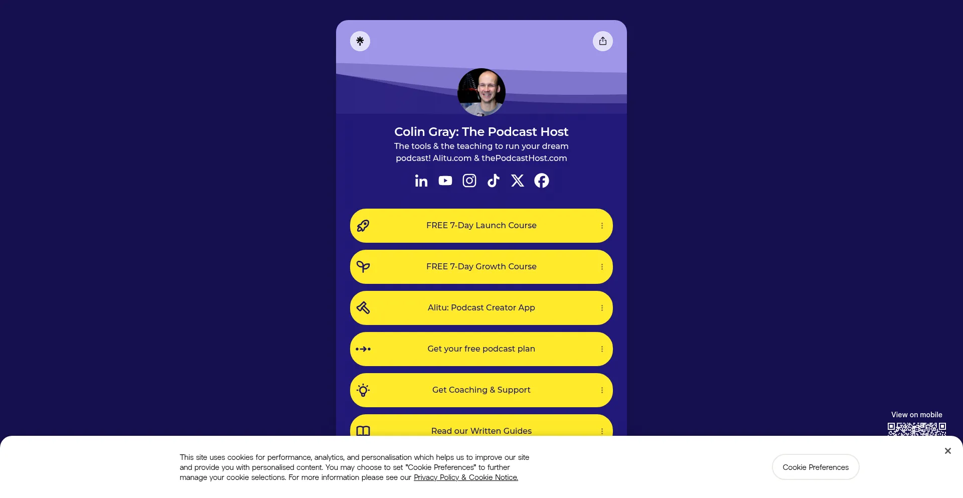 Website screenshot of Colingray.link