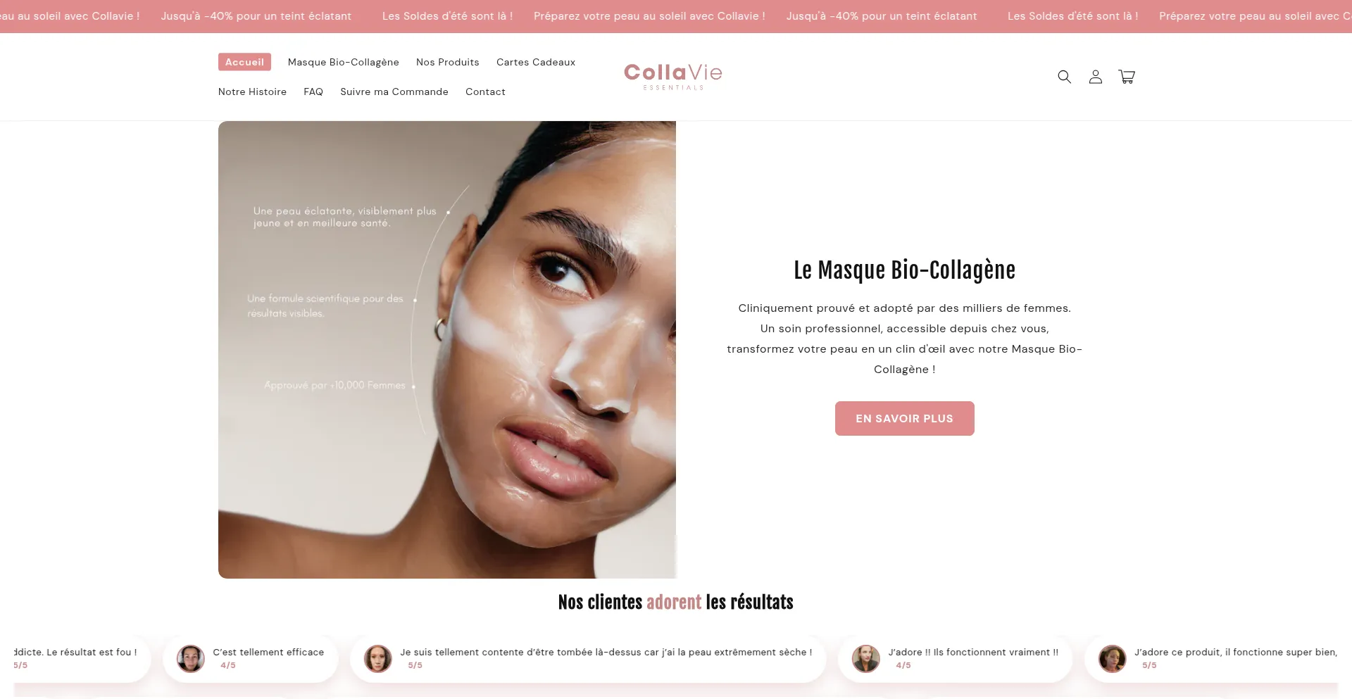 Website screenshot of Collavie.com