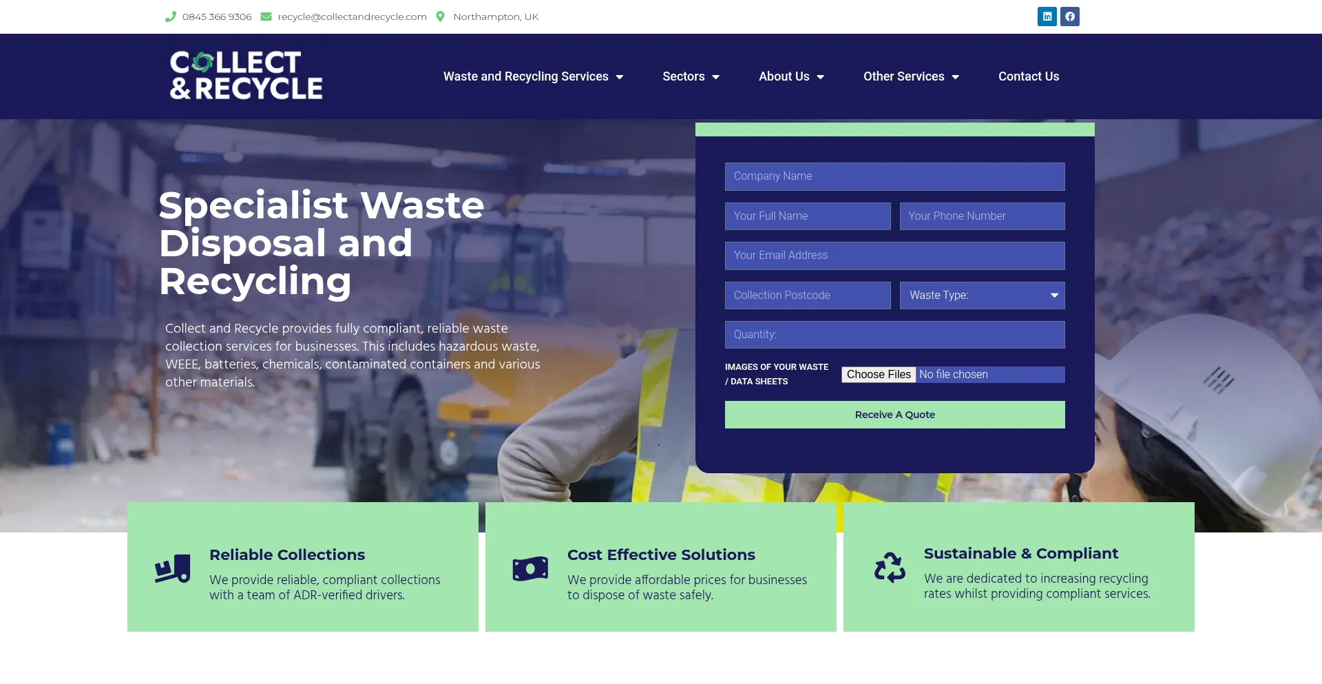 Website screenshot of Collectandrecycle.com