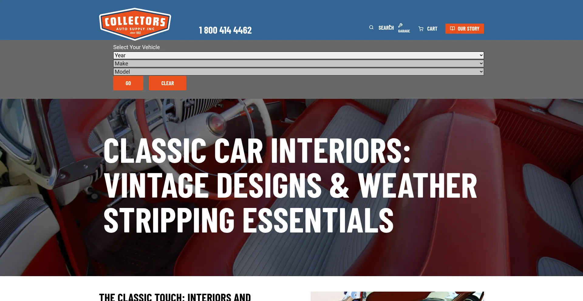 Website screenshot of Collectorsautosupply.com