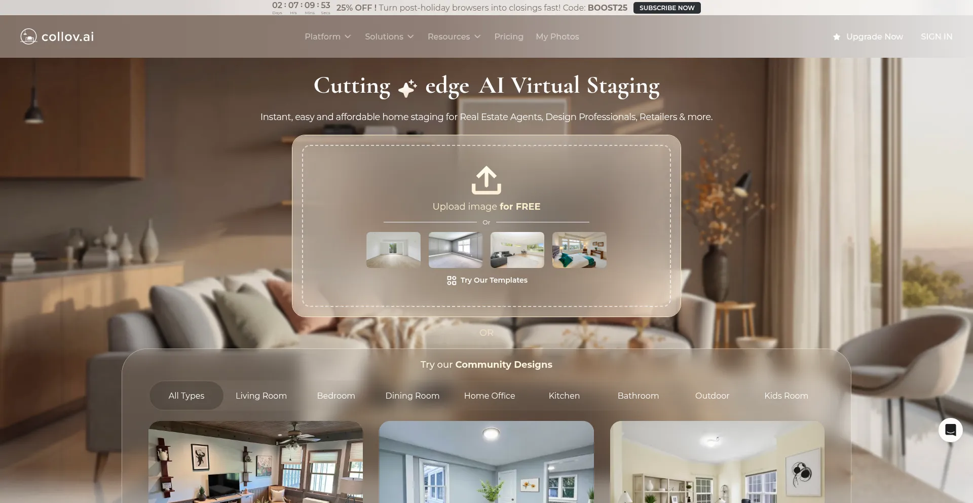 Website screenshot of Collov.ai