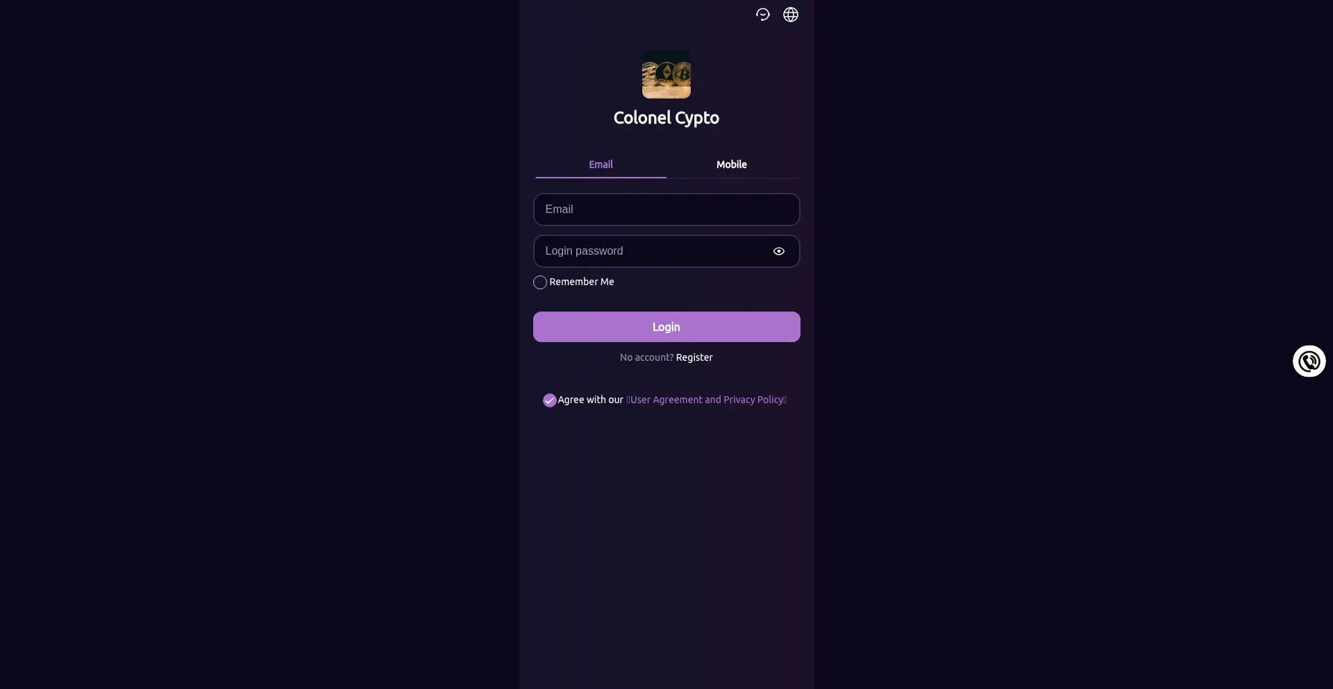 Website screenshot of Colonelcypto.com