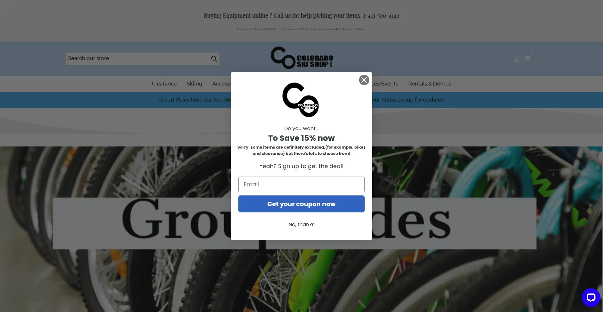 Website screenshot of Coloradoskishop.com