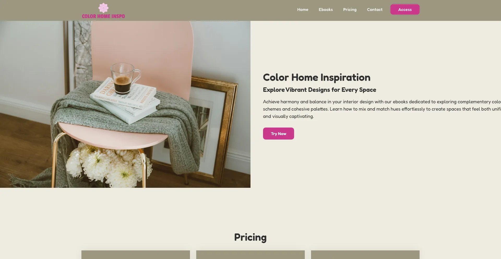 Website screenshot of Colorhomeinspo.com