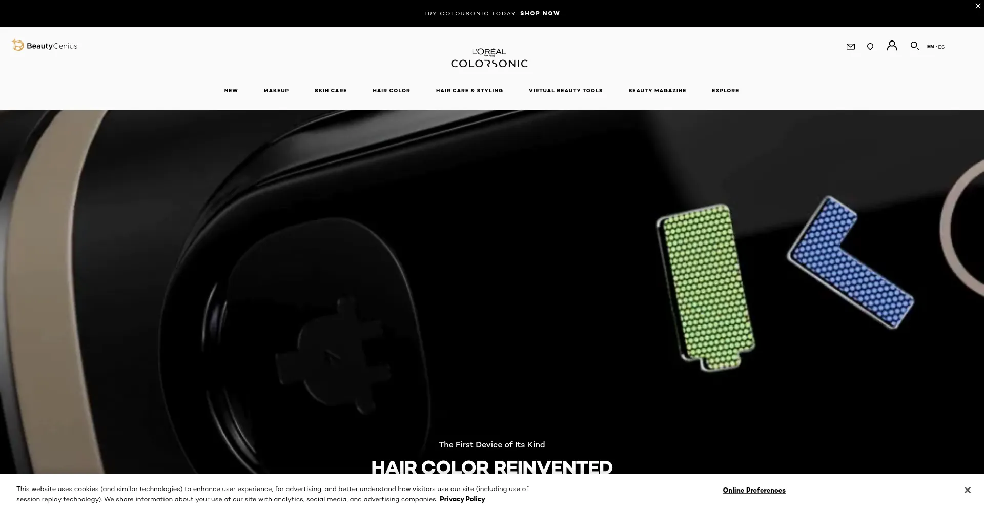 Website screenshot of Colorsonic.com