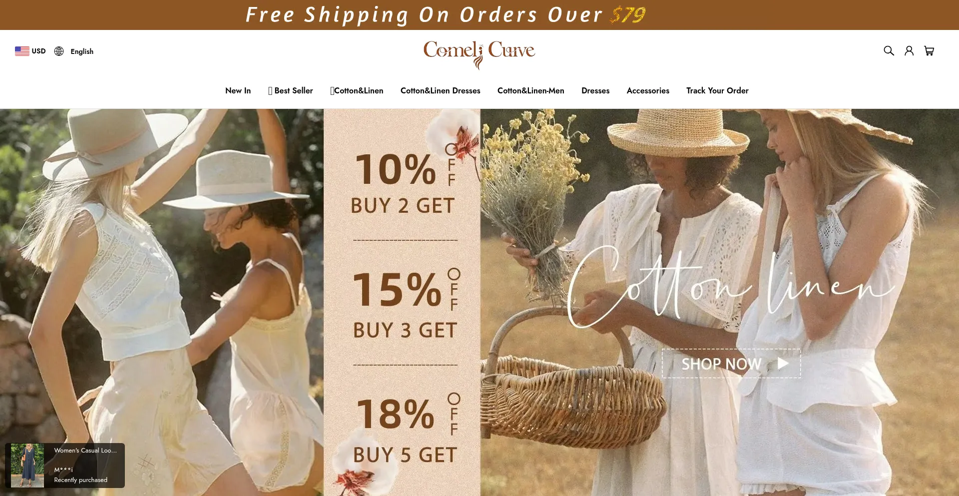Website screenshot of Comelycurve.com