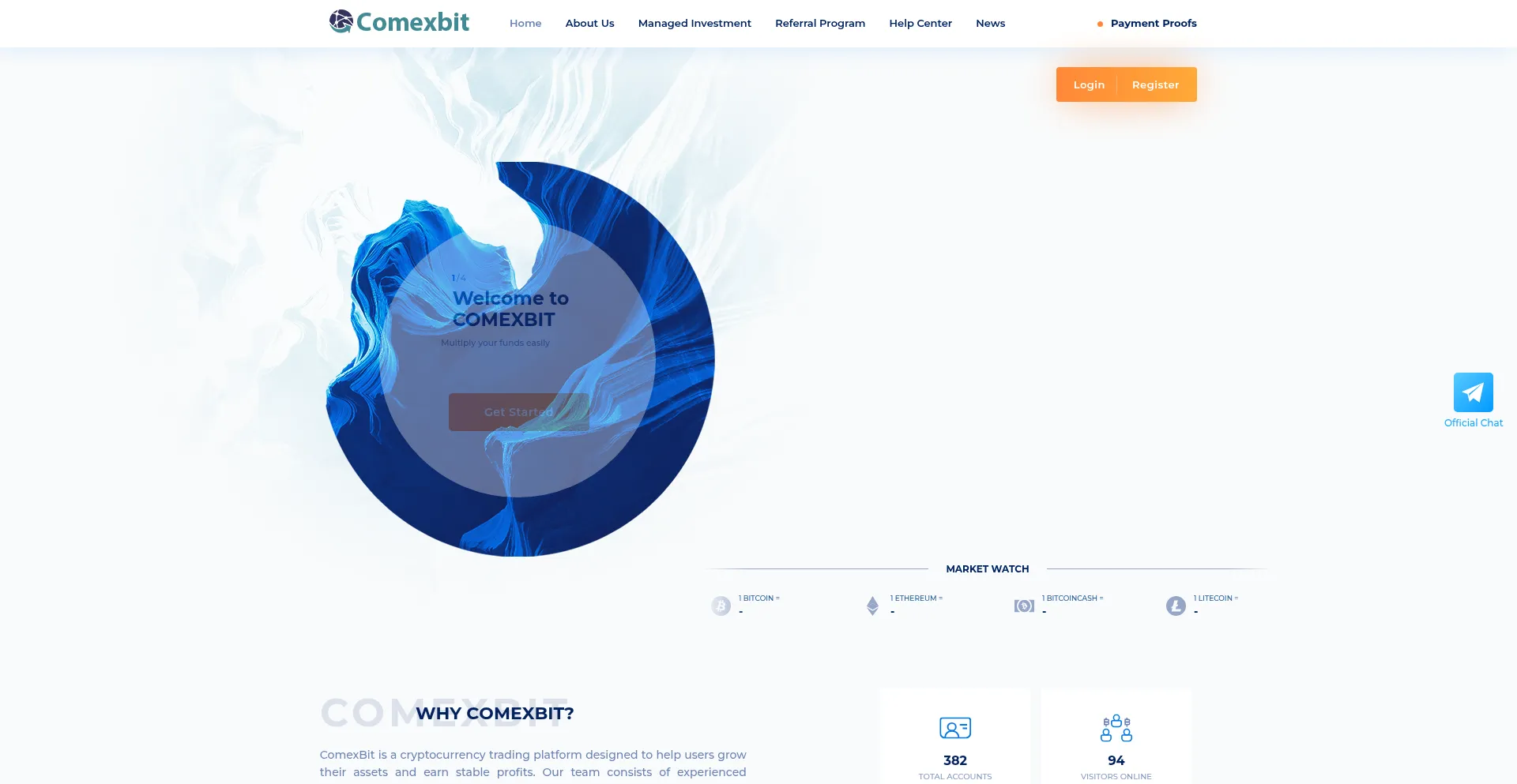 Website screenshot of Comexbit.com