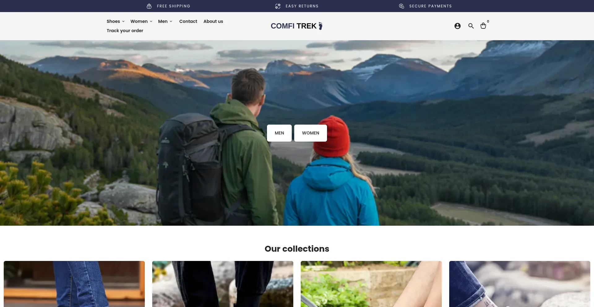 Website screenshot of Comfi-trek.com