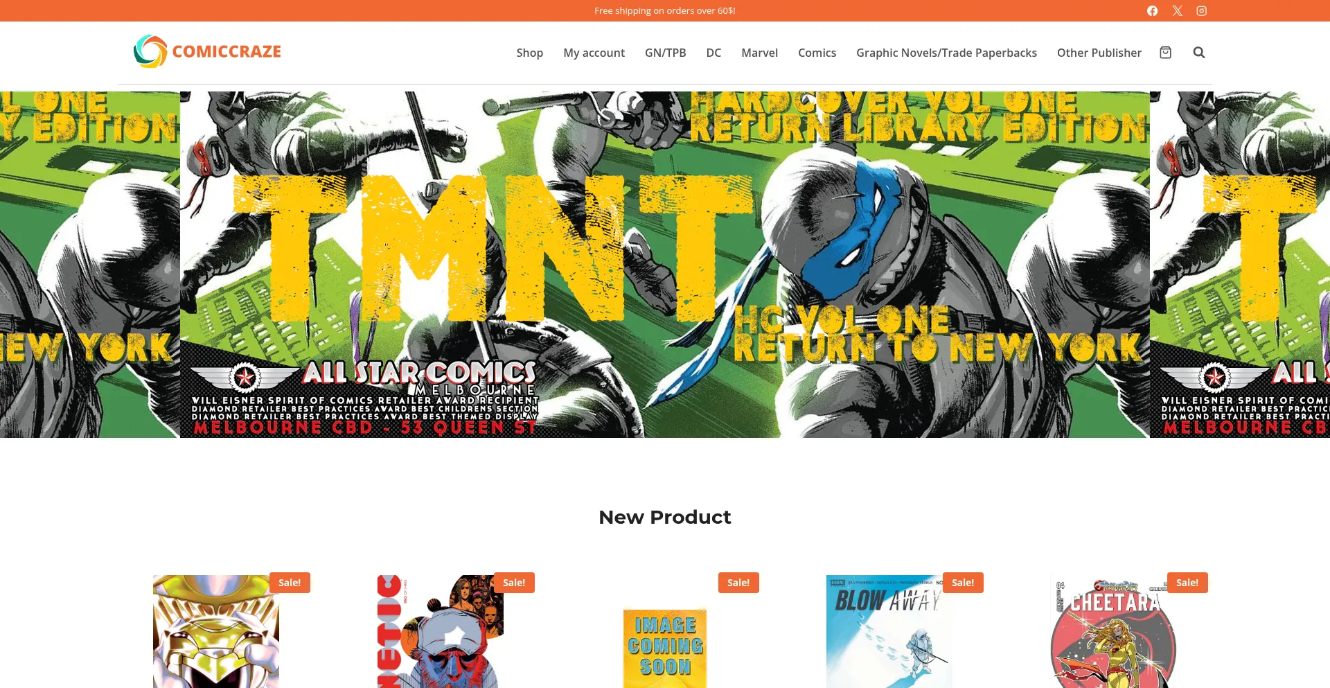 Website screenshot of Comiccrazeshop.com