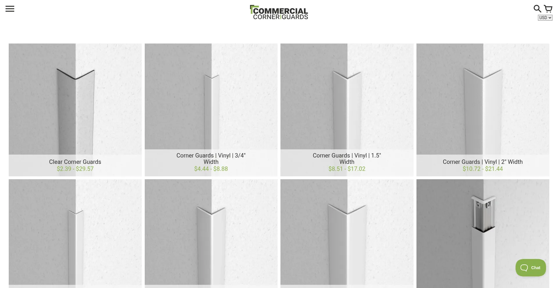 Website screenshot of Commercialcornerguards.com
