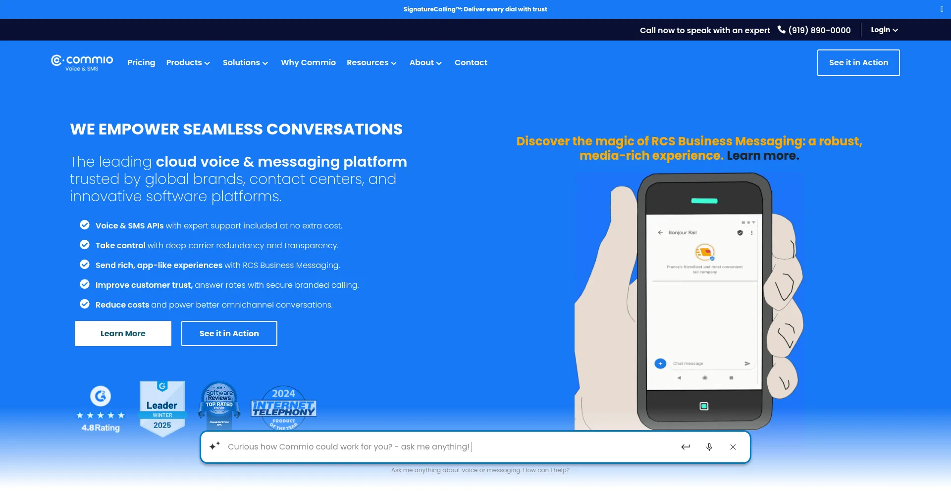 Website screenshot of Commio.com