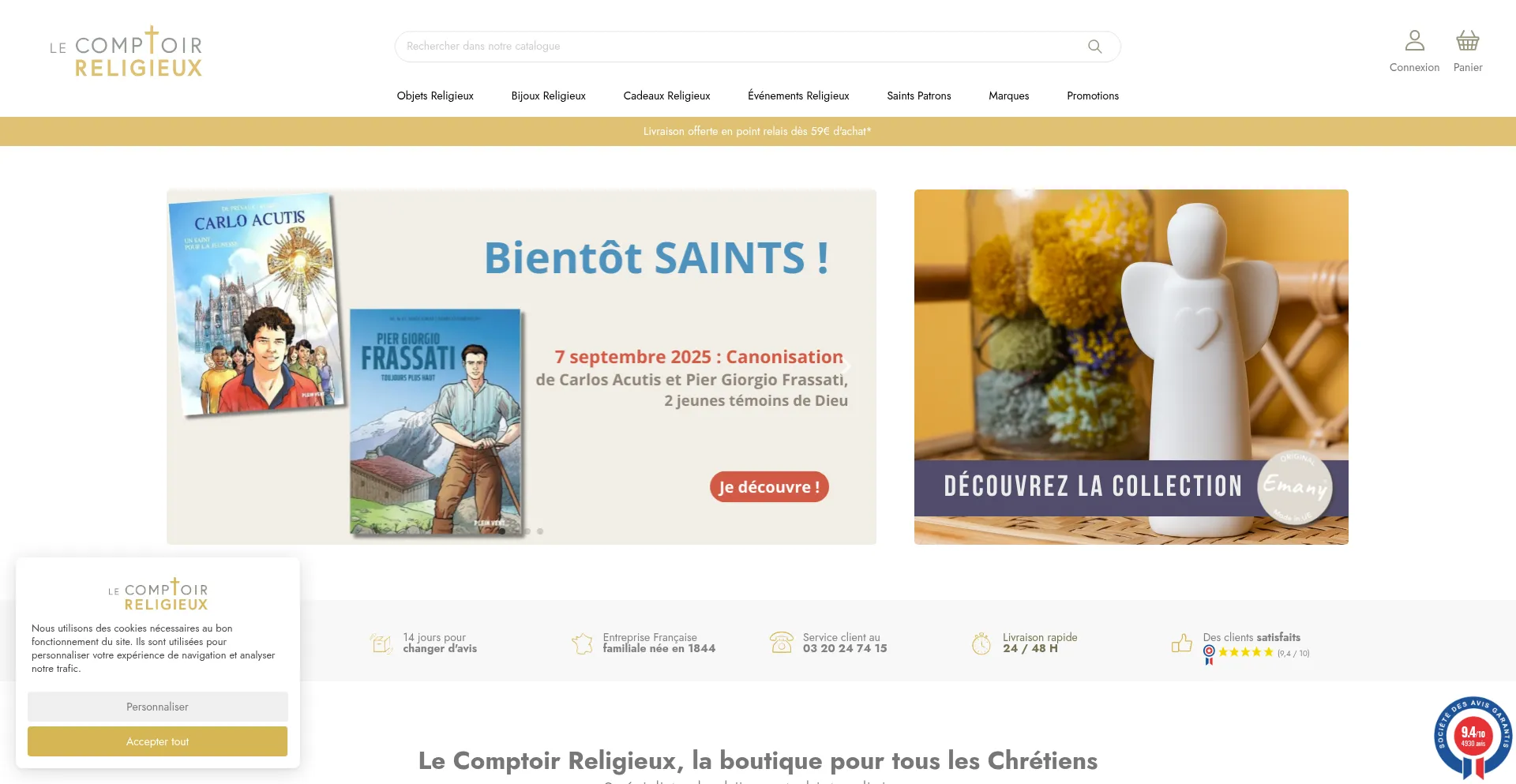 Website screenshot of Comptoir-religieux.fr