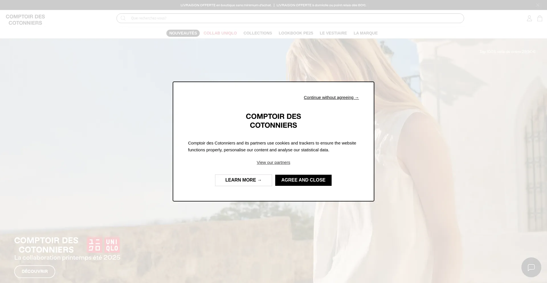 Website screenshot of Comptoirdescotonniers.com
