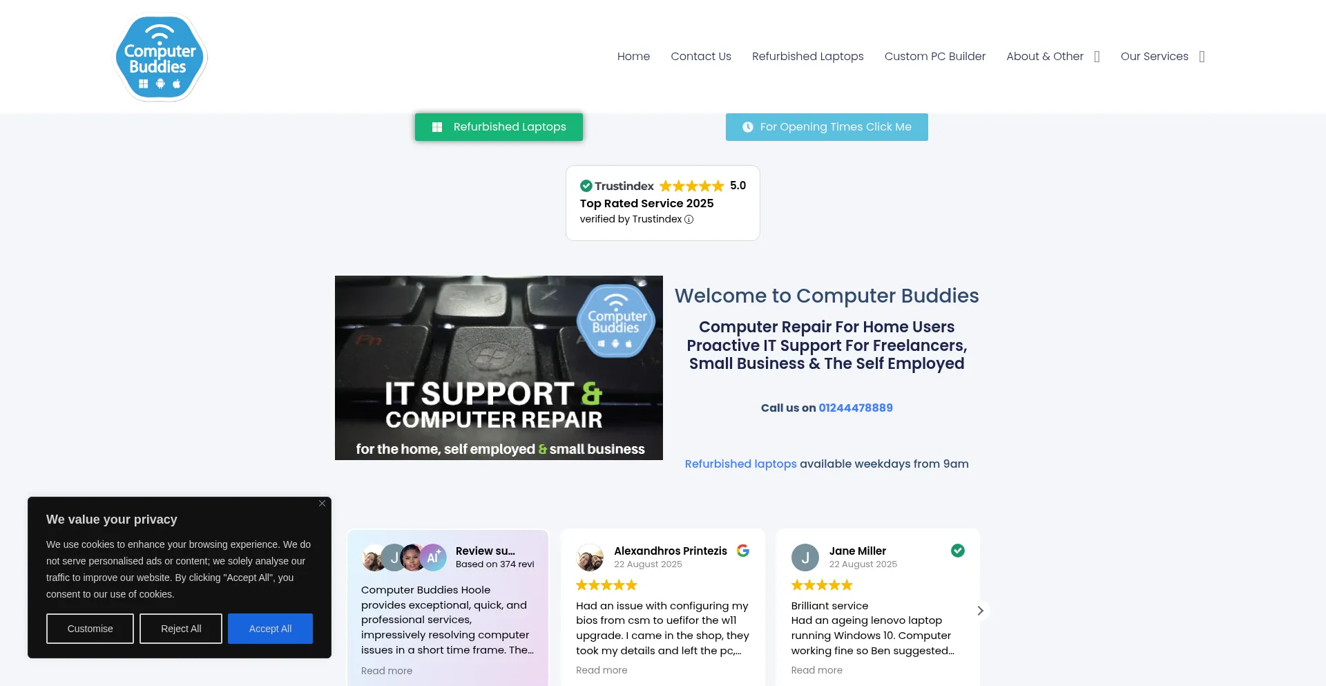 Website screenshot of Computerbuddies.co.uk
