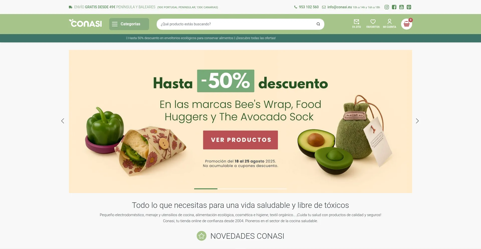 Website screenshot of Conasi.eu