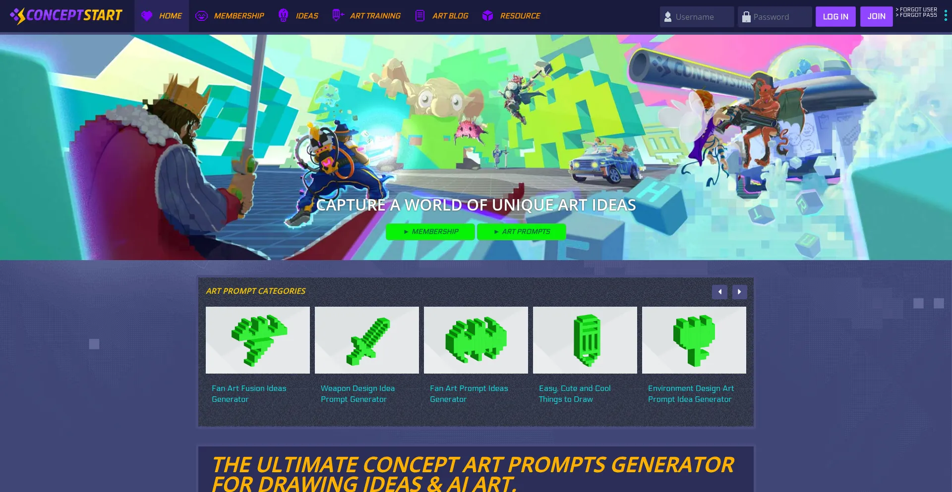 Website screenshot of Conceptstart.net
