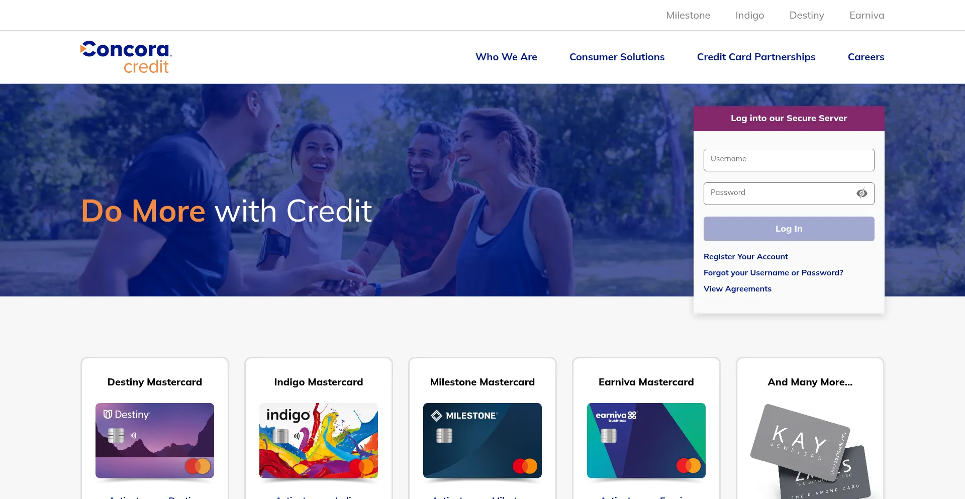 Website screenshot of Concoracredit.com