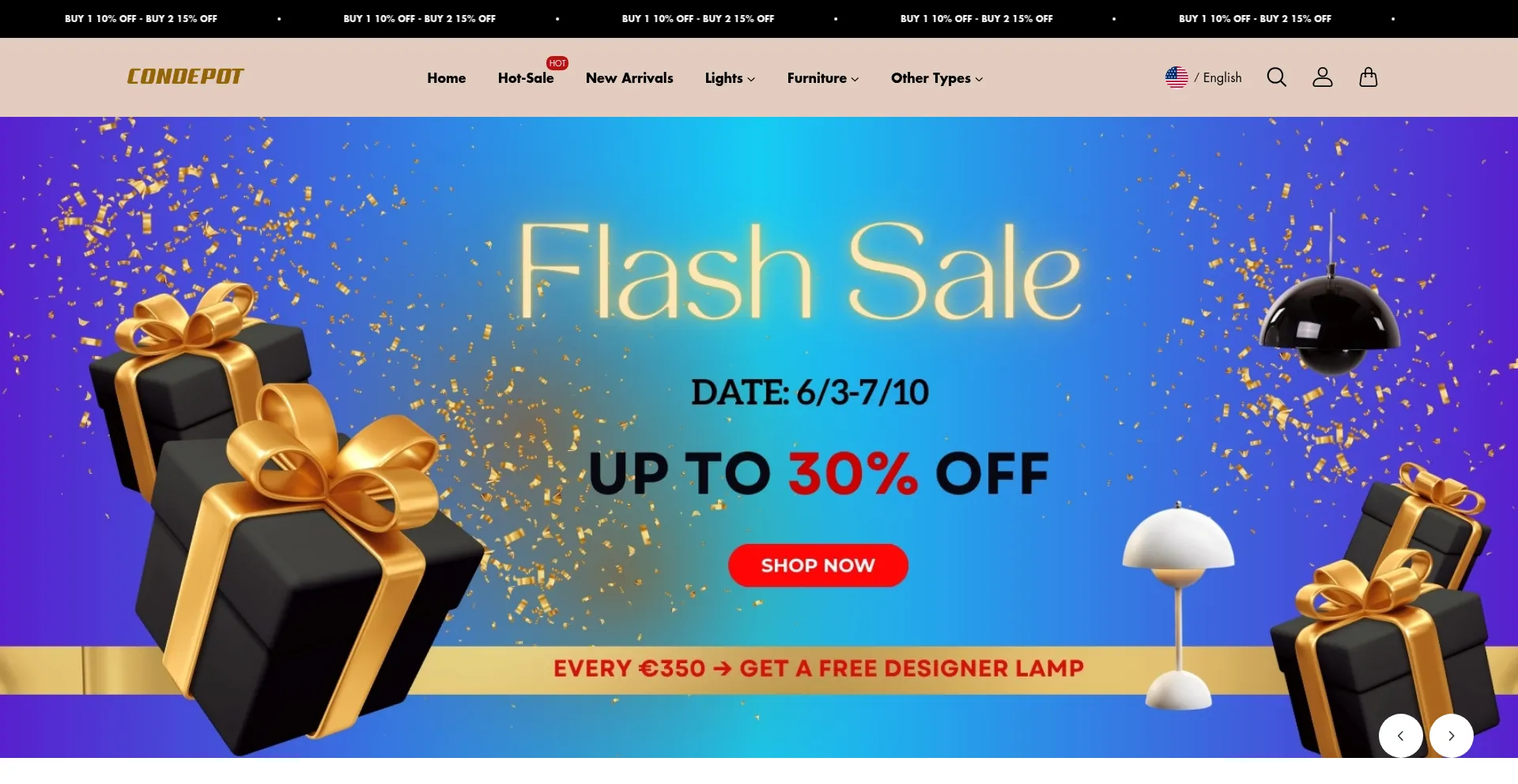 Website screenshot of Condepot.com