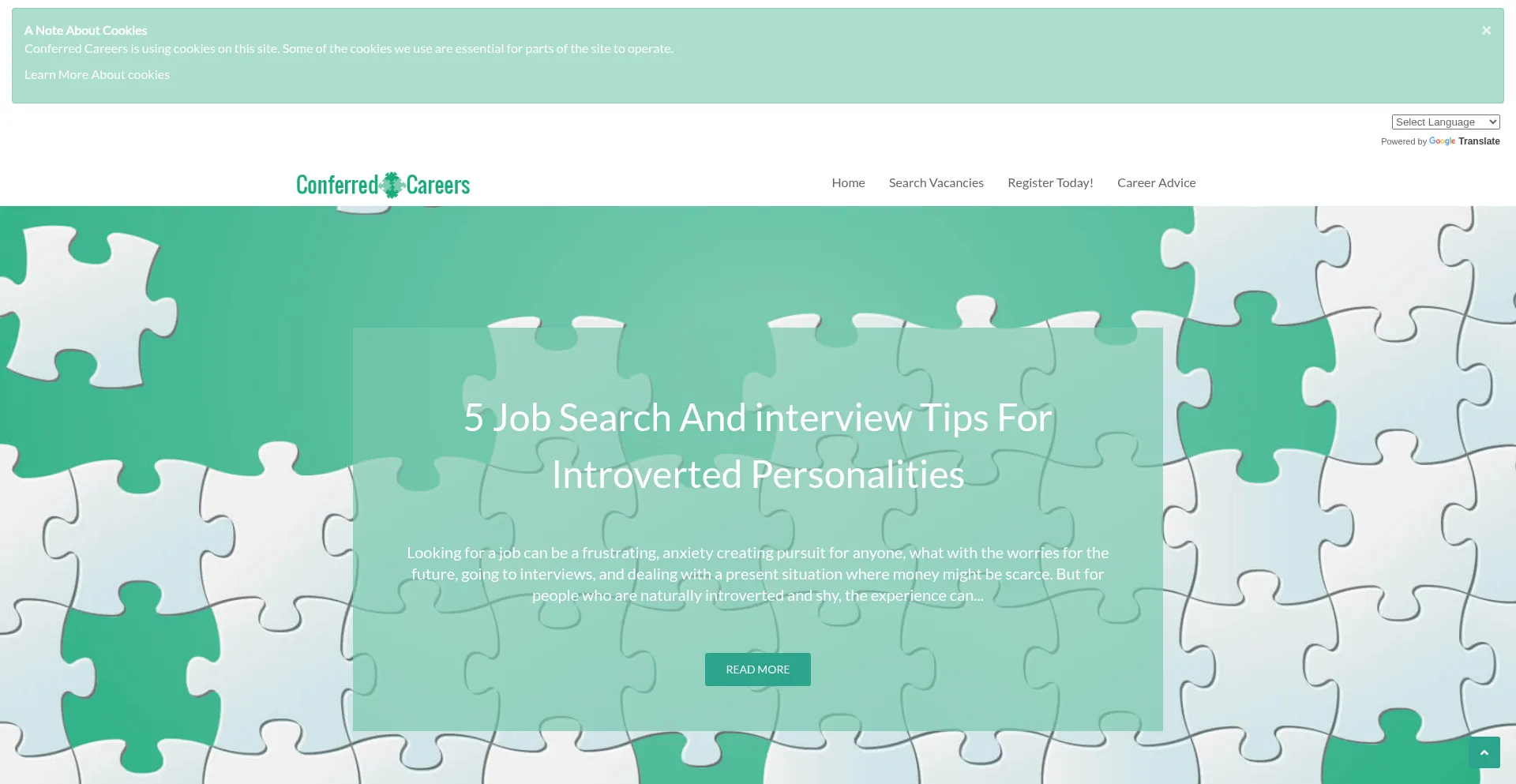 Website screenshot of Conferredcareers.com