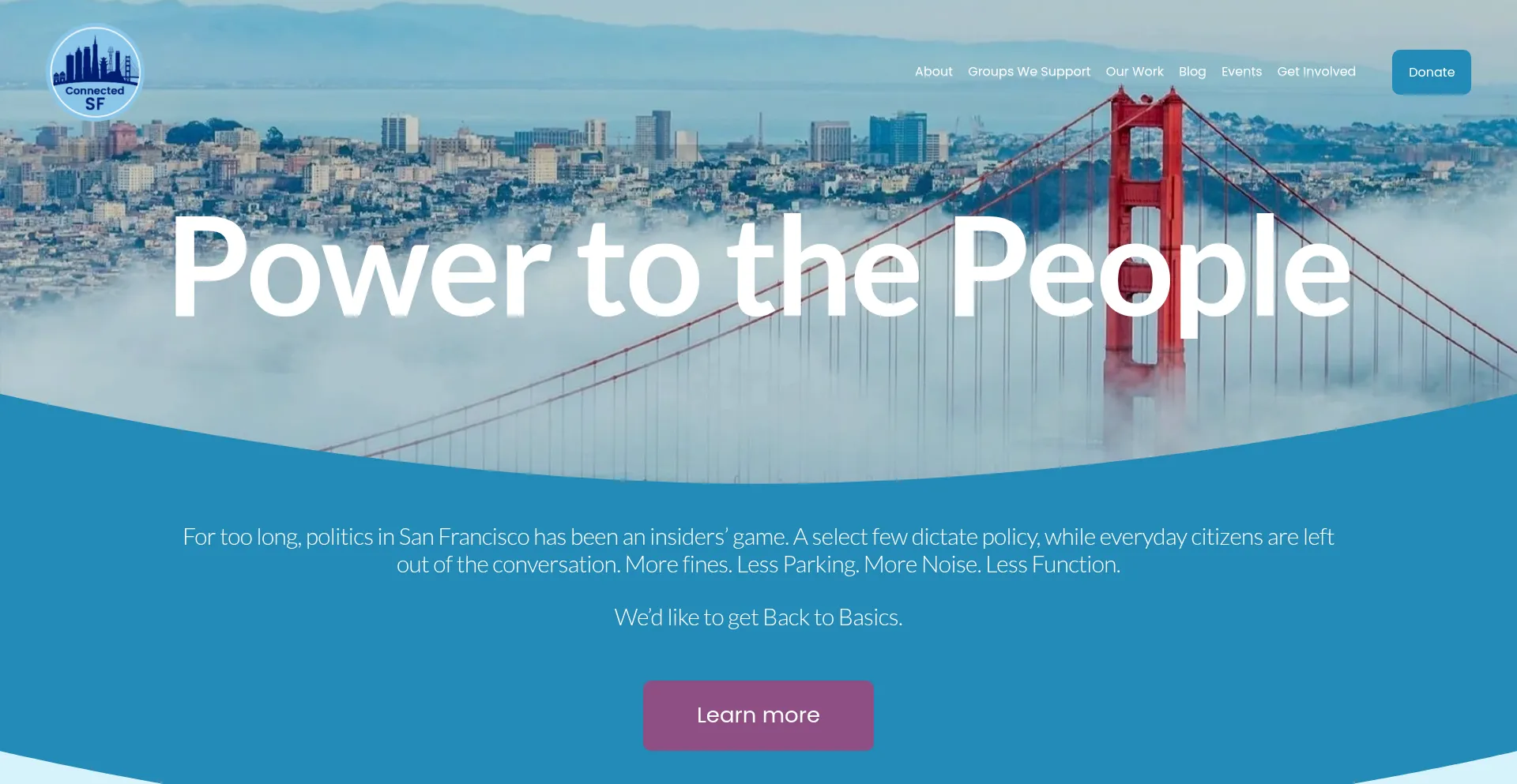 Website screenshot of Connectedsf.com