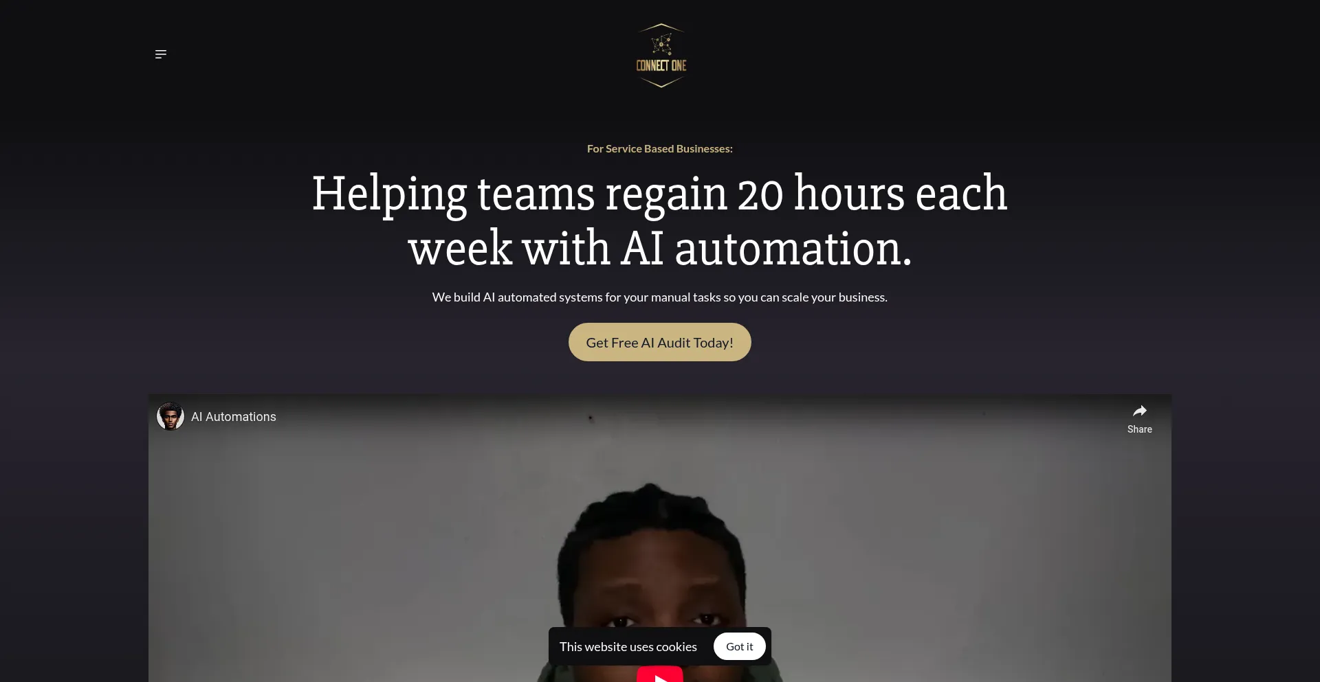 Website screenshot of Connectoneai.digital