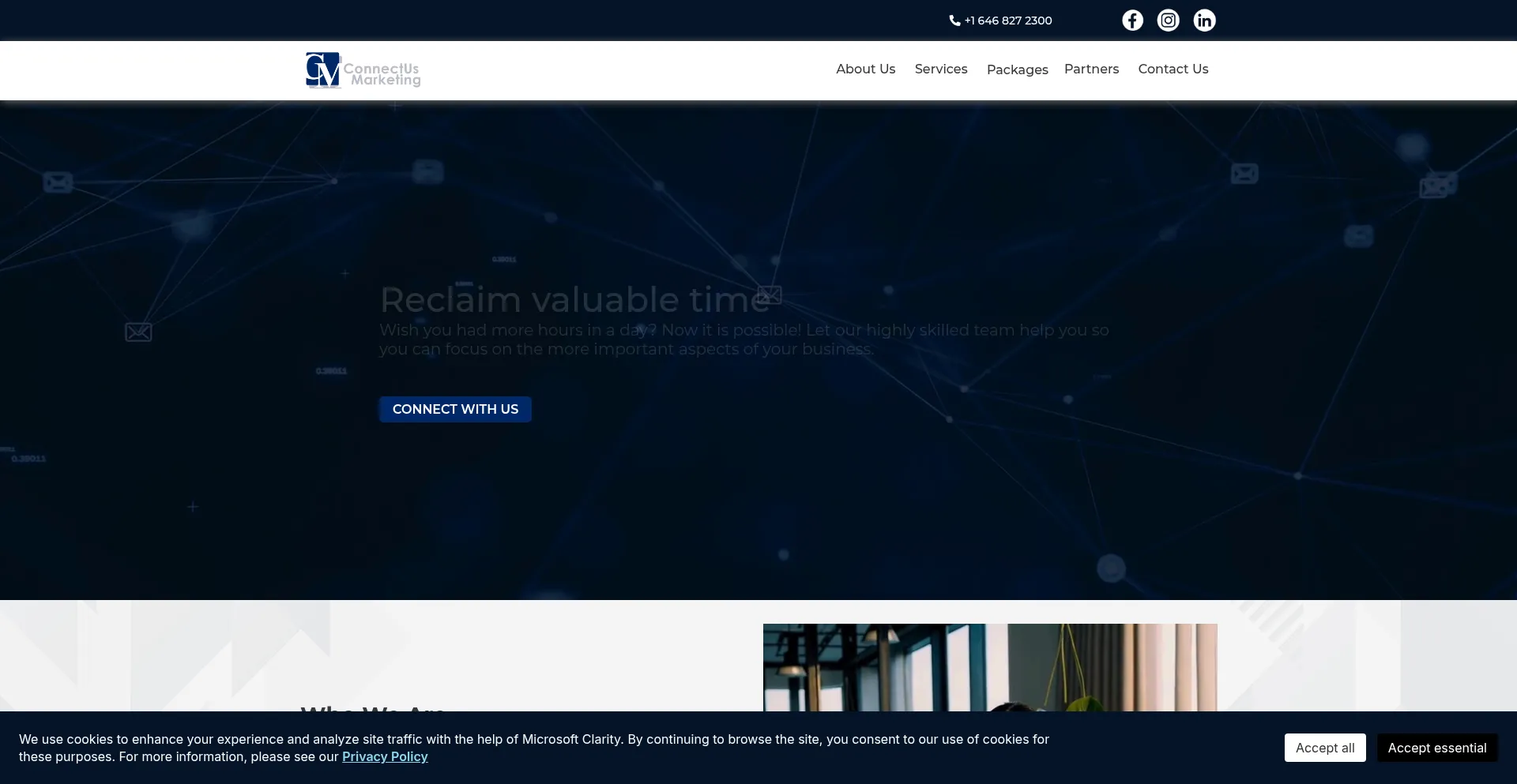 Website screenshot of Connectus-marketing.com