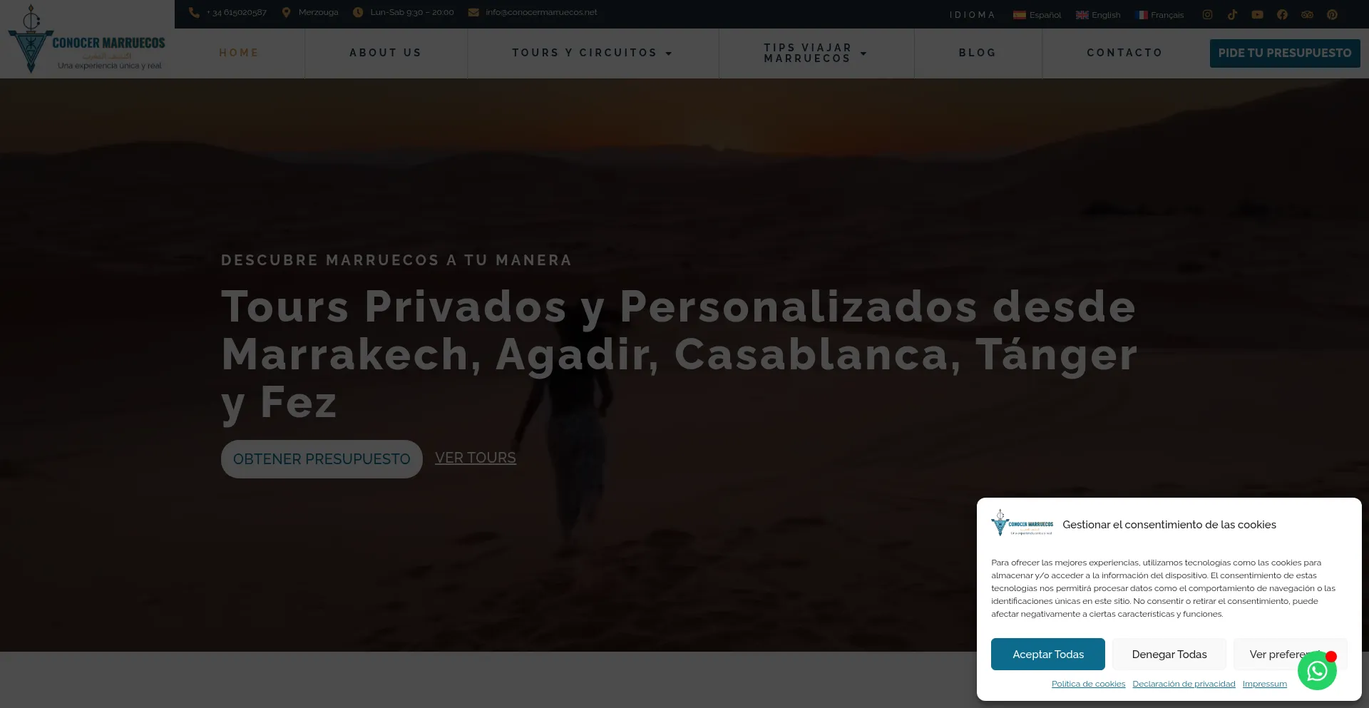 Website screenshot of Conocermarruecos.net