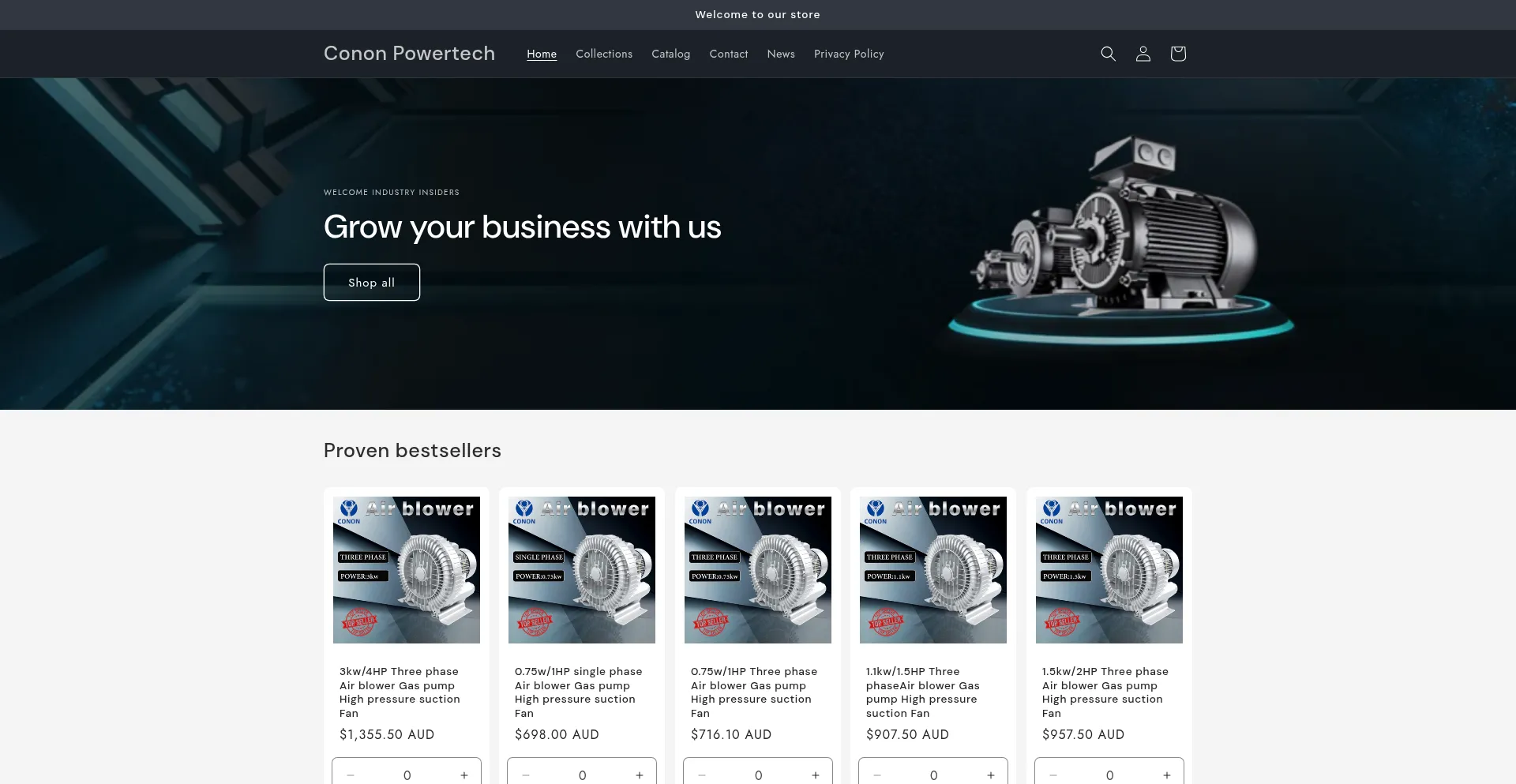 Website screenshot of Cononpowertech.com.au