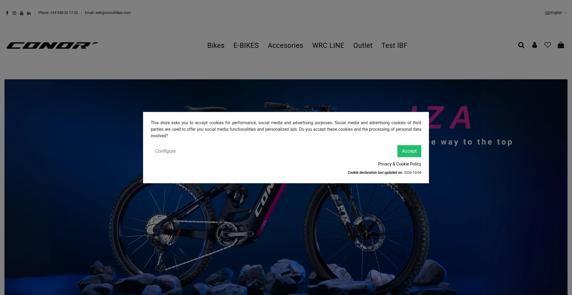 Website screenshot of Conorbikes.com