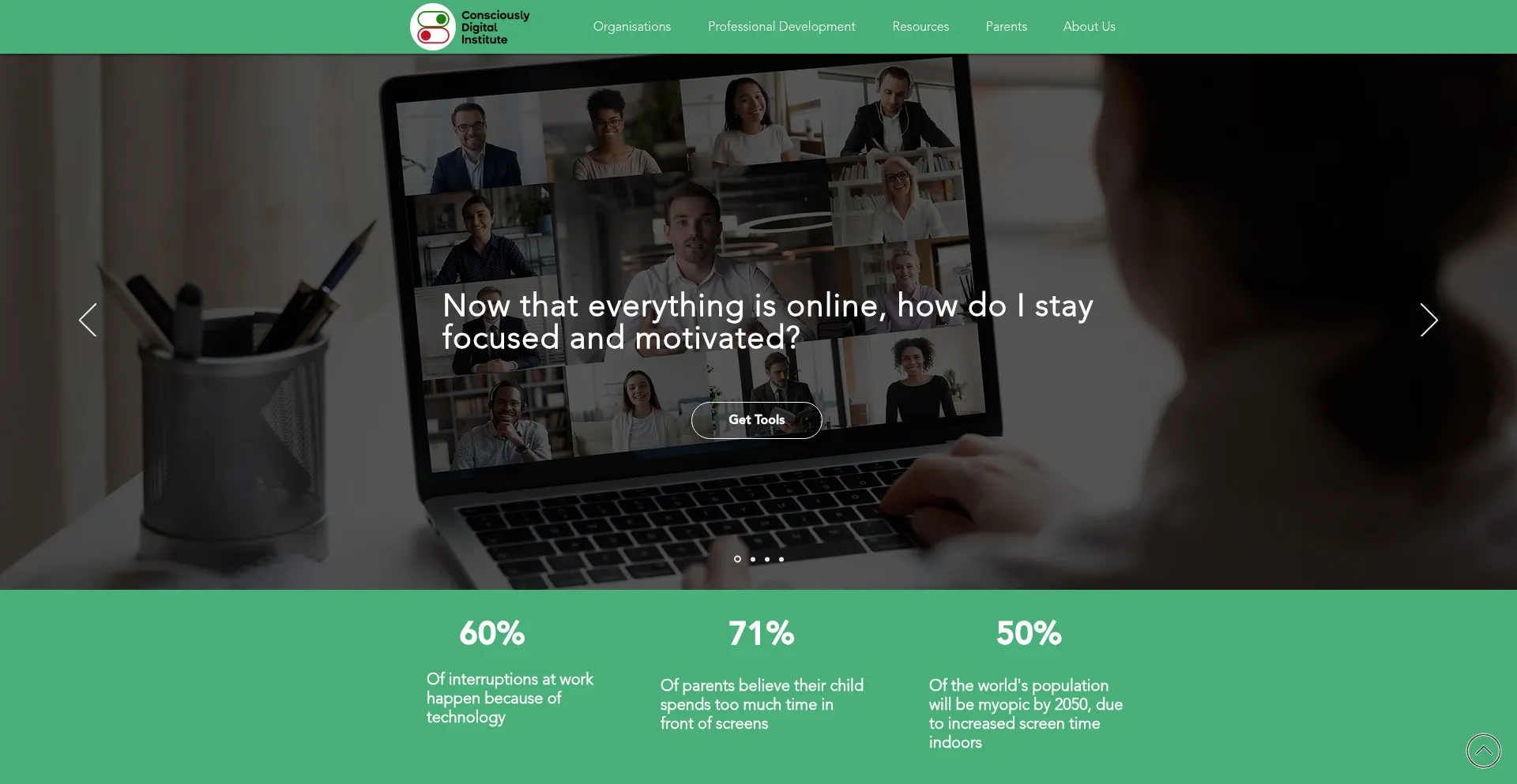 Website screenshot of Consciously-digital.com