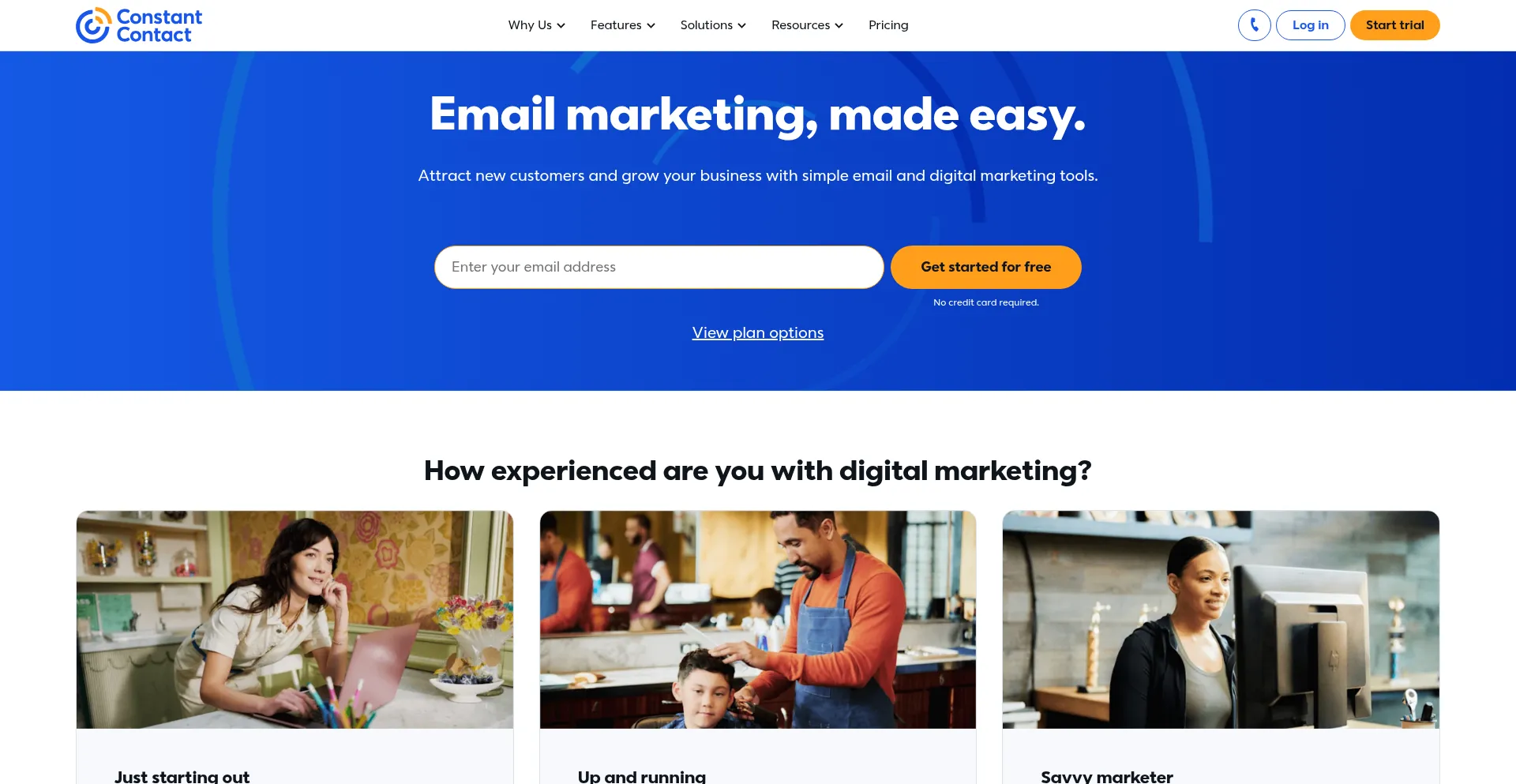 Website screenshot of Constantcontact.com