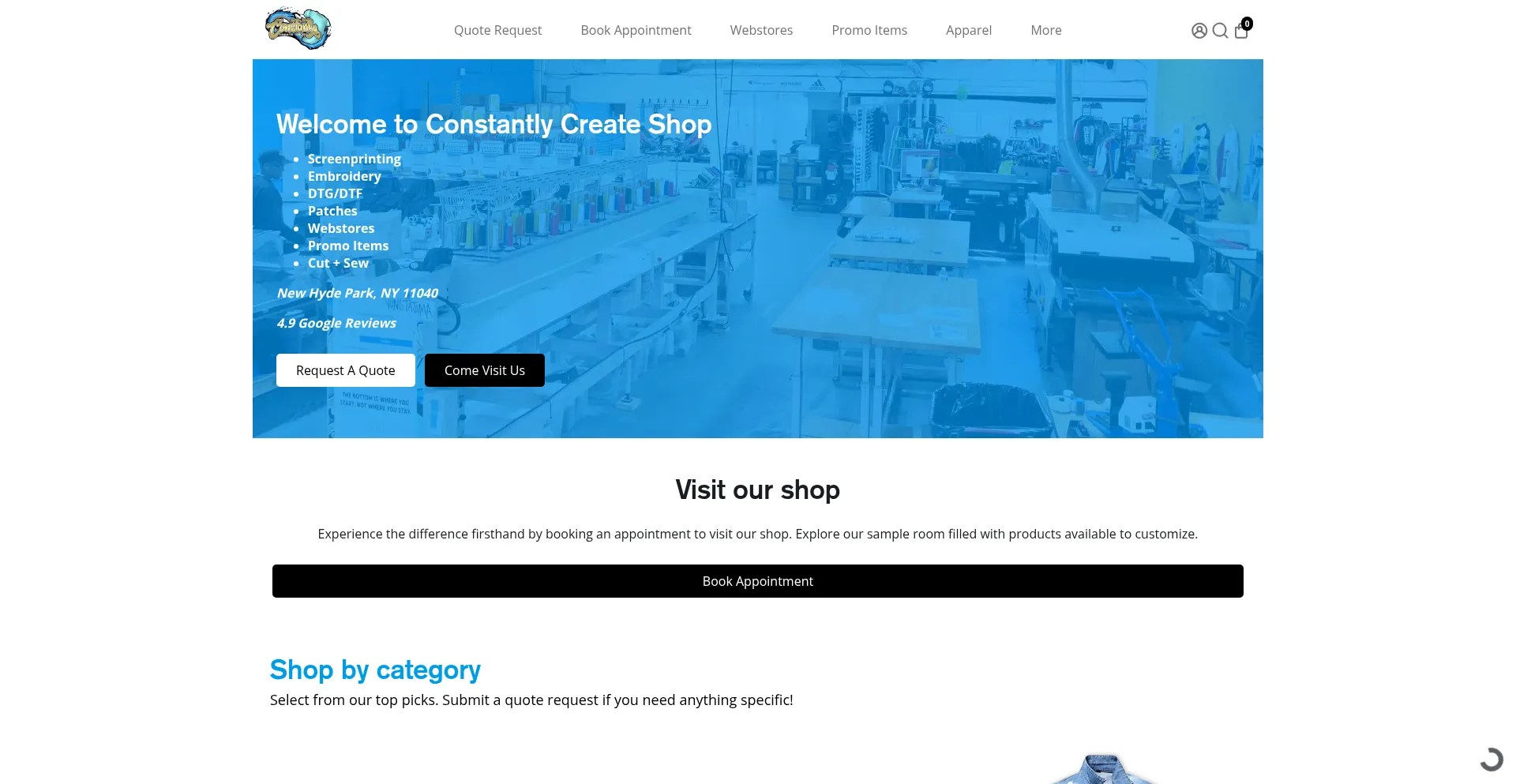 Website screenshot of Constantlycreateshop.com