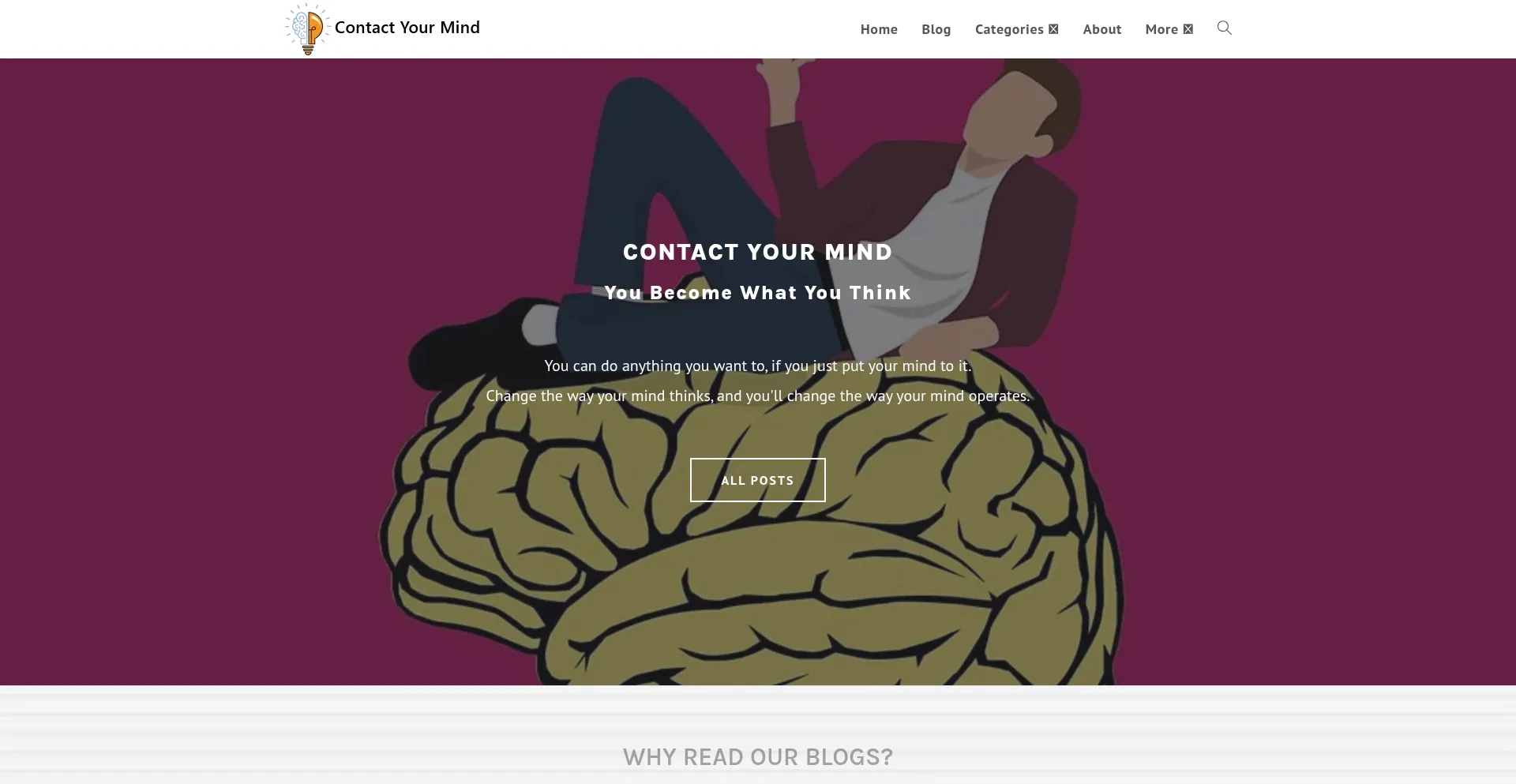 Website screenshot of Contactyourmind.com