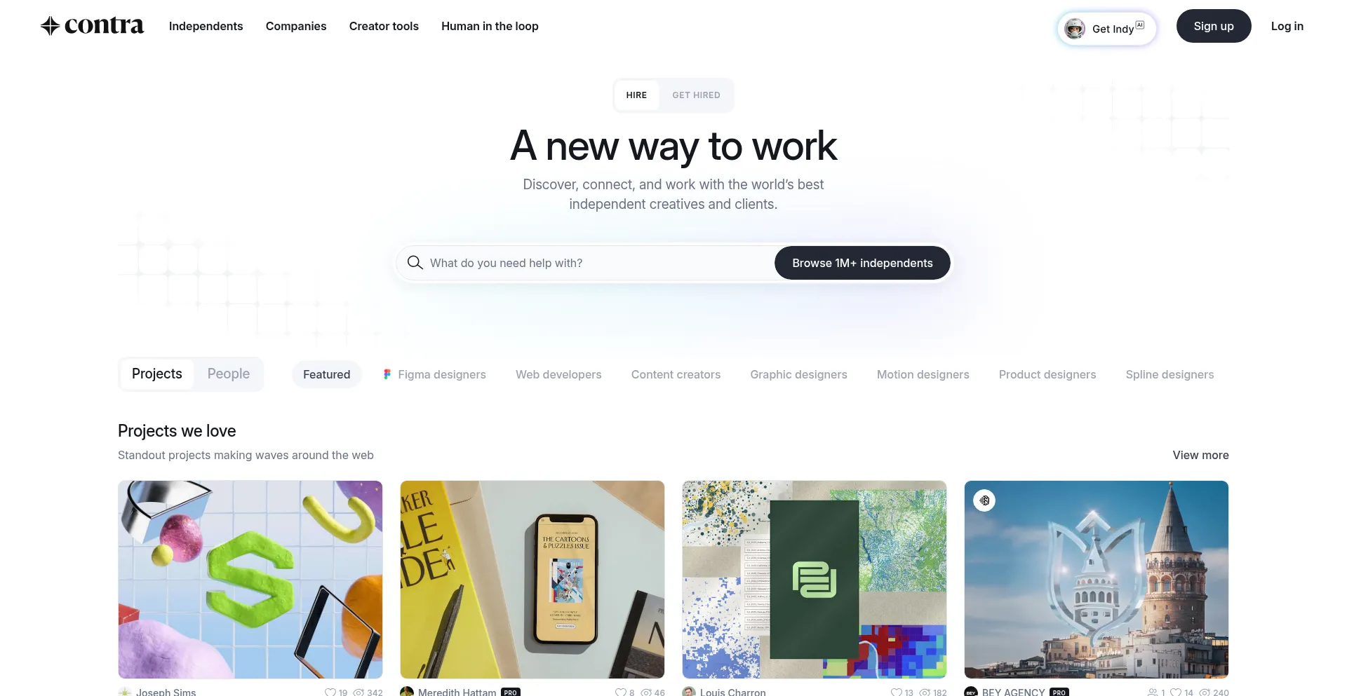 Website screenshot of Contra.com
