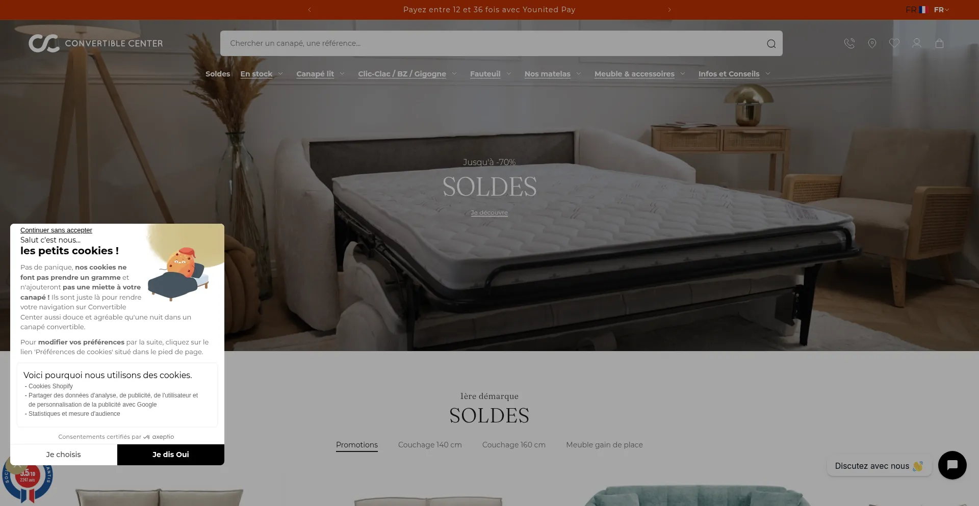 Website screenshot of Convertiblecenter.fr